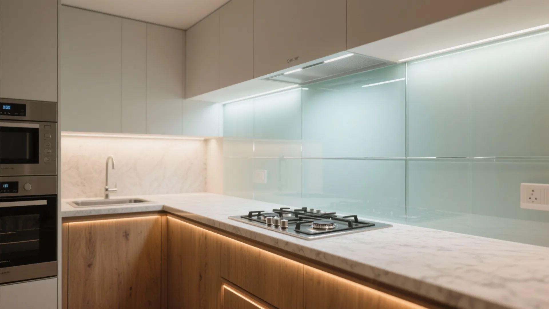 Glass Backsplash for Better Light and Easy Cleaning
