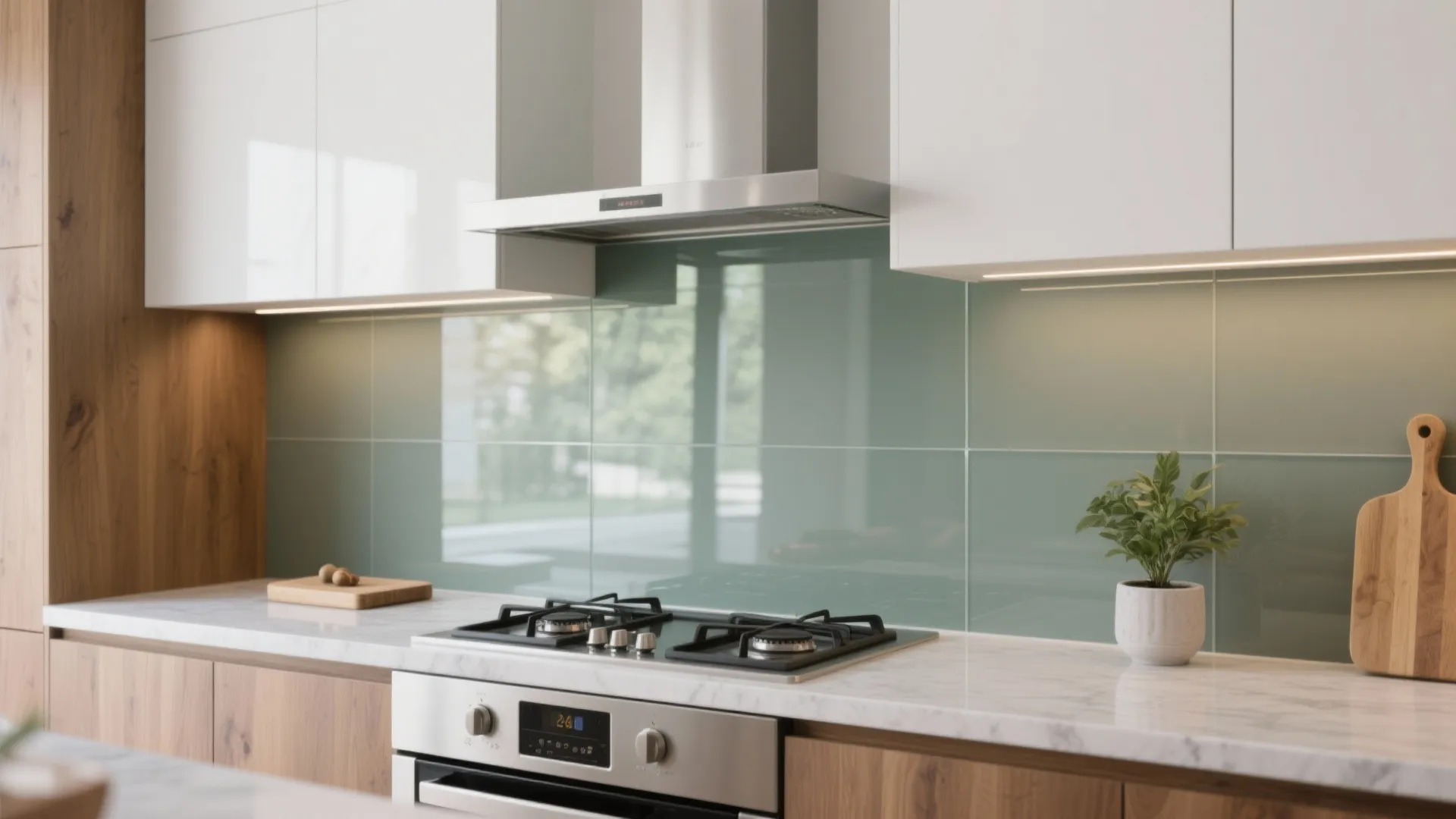 Glass Backsplash for Light and Easy Cleaning