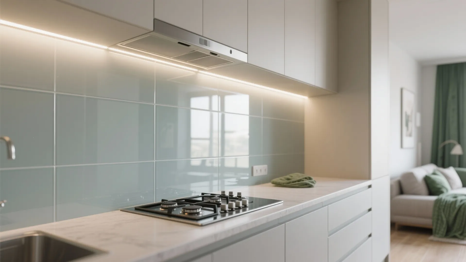 Translucent backsplash to boost light flow