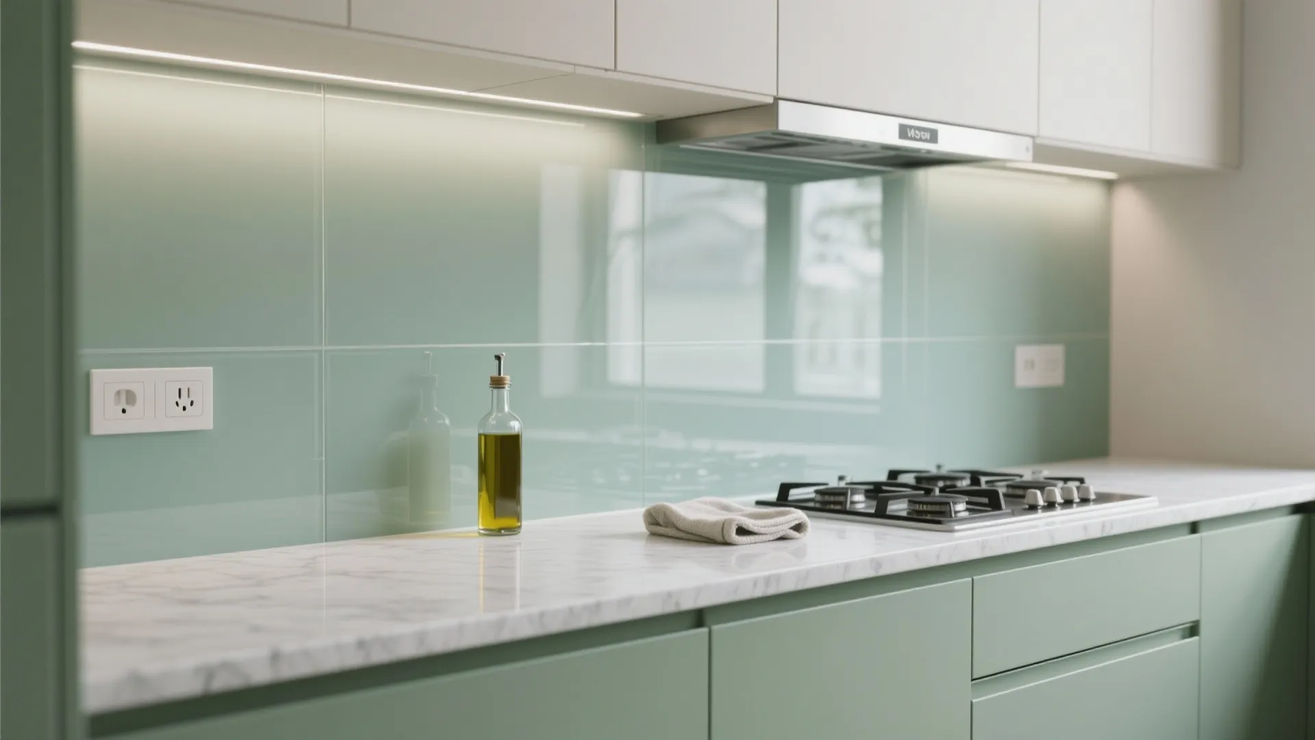 Glass Backsplash for Light and Easy Cleanup