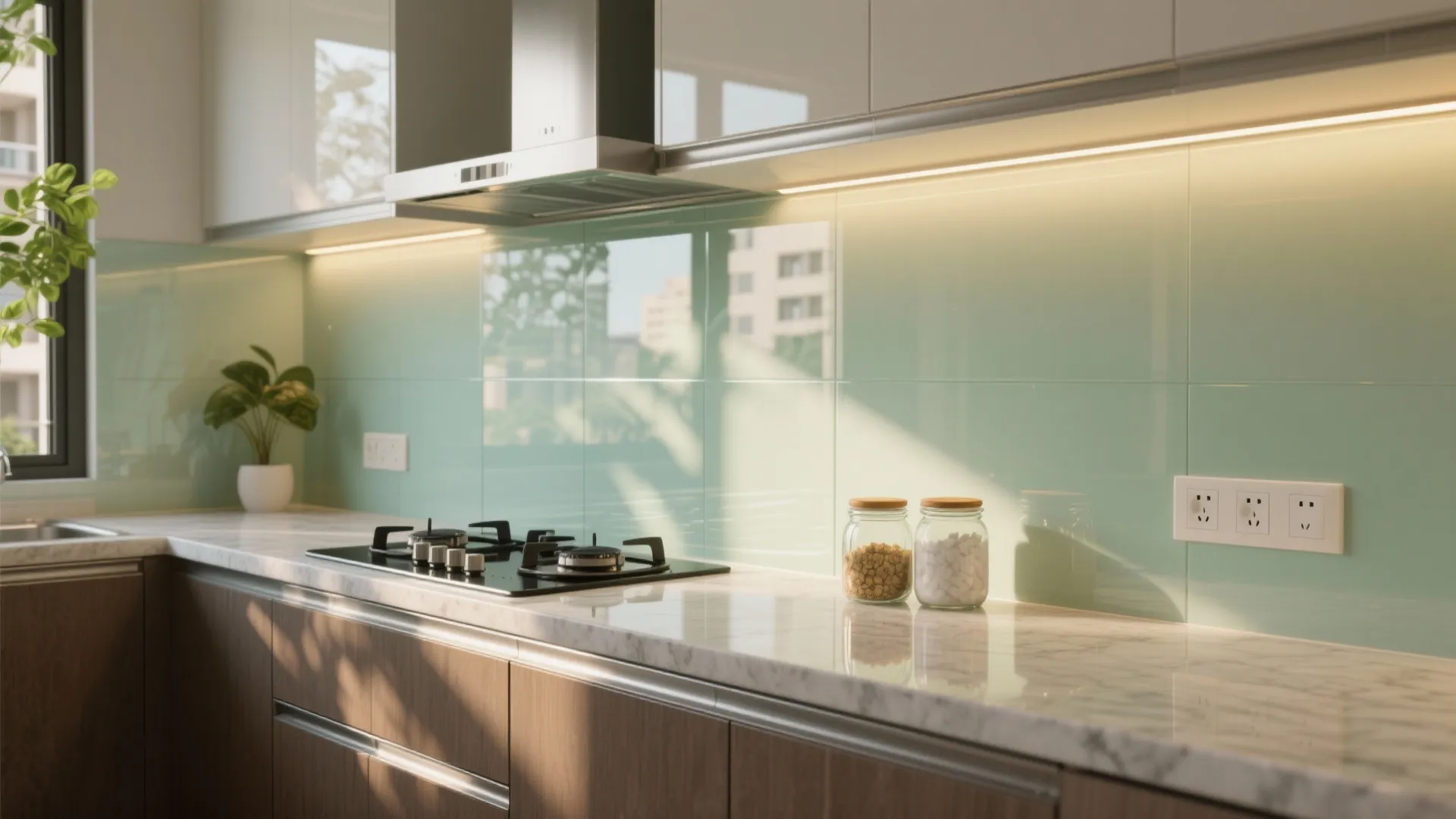Glass Backsplash and Light Play