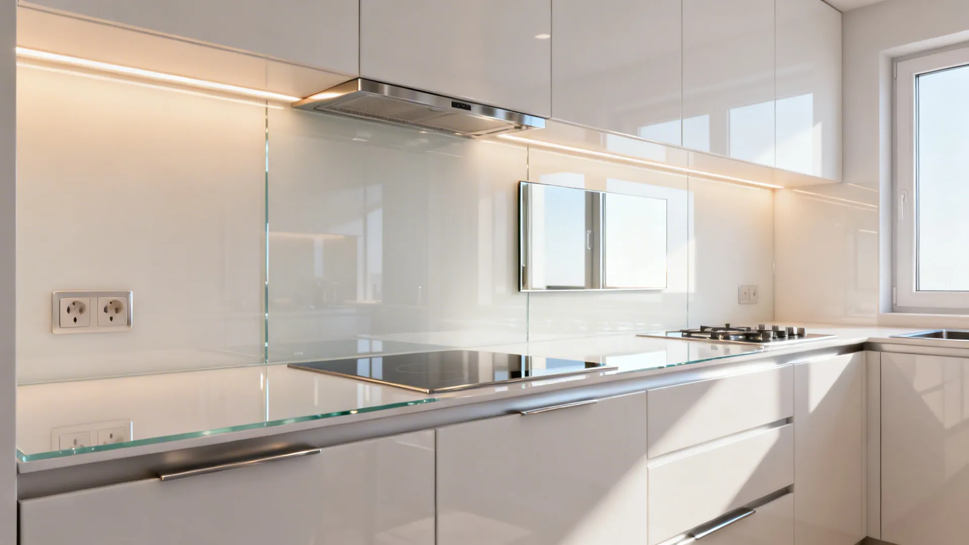 Glass or Mirrored Backsplash for Extra Light