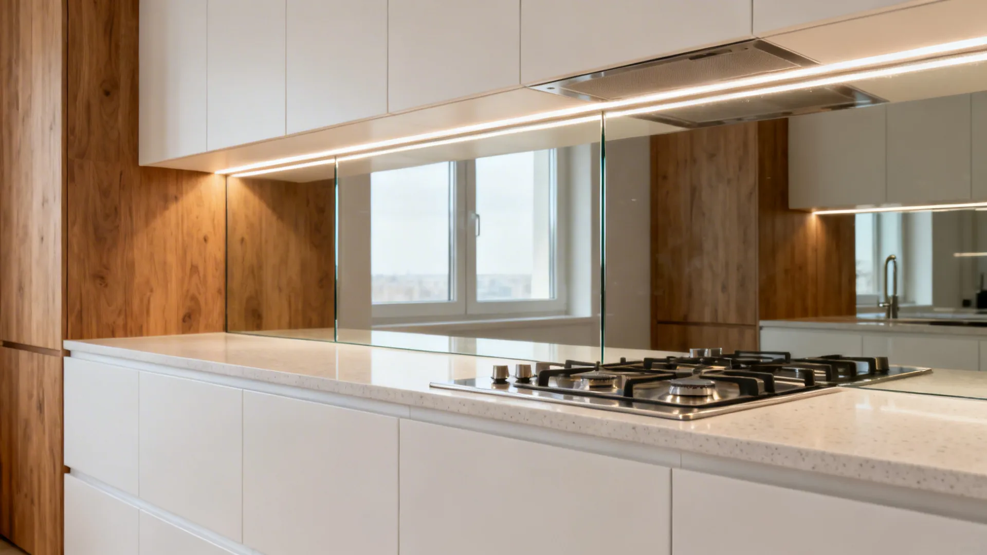 Glass Backsplash for Light and Easy Cleaning
