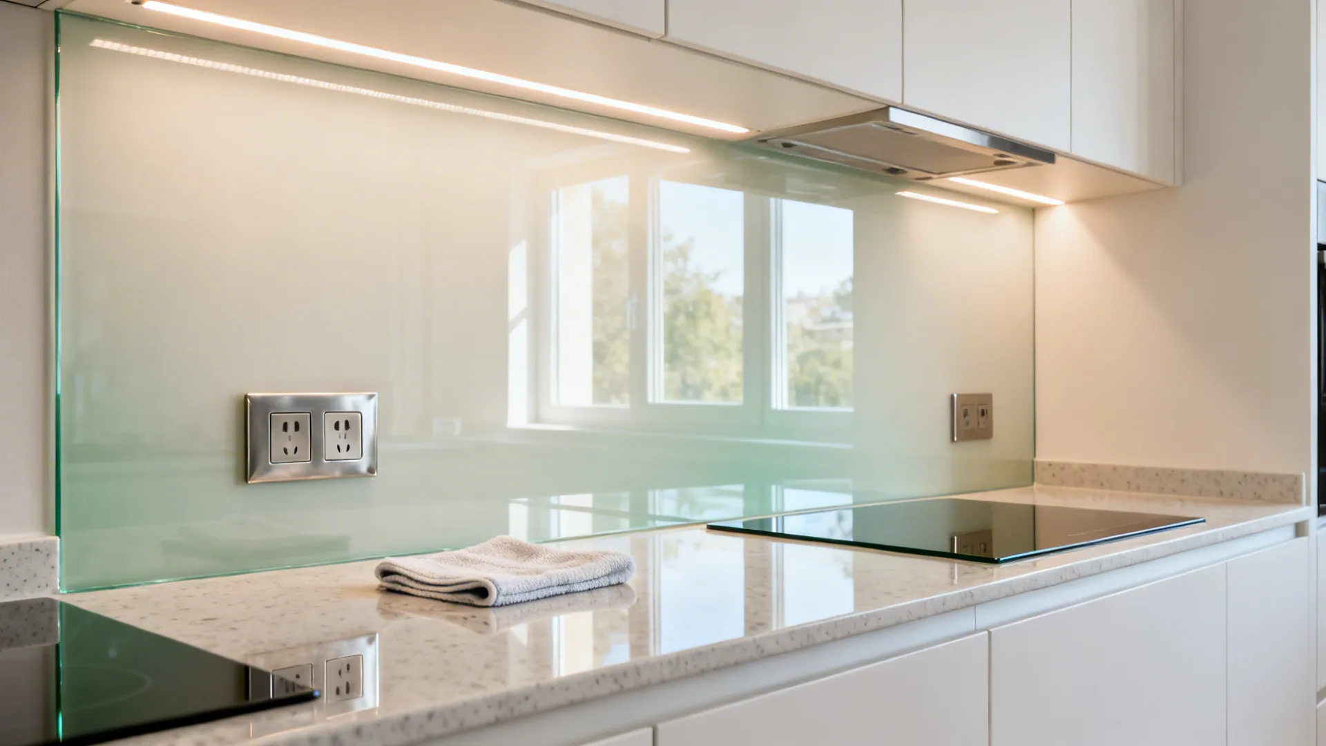 Glass Backsplash Panels for Airy Light