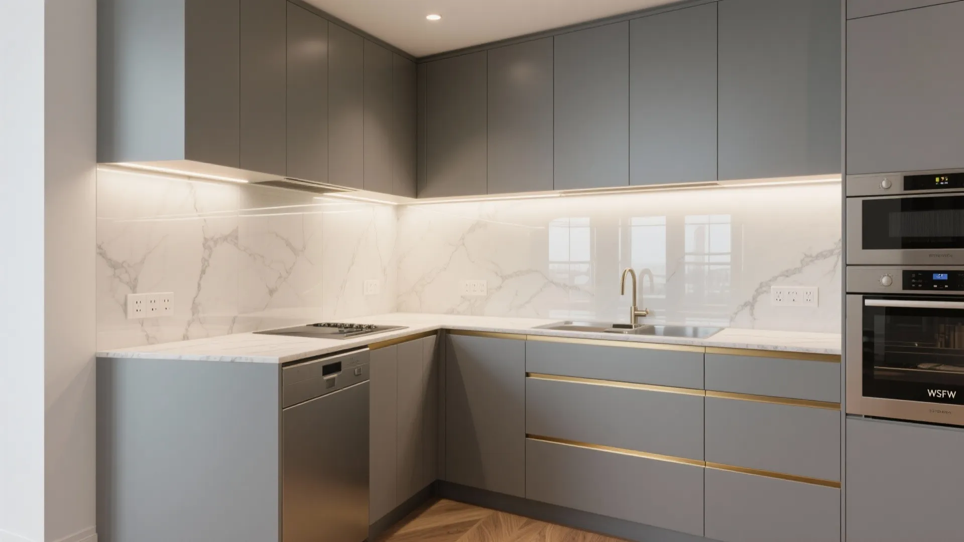 Glass Backsplash and Light Layering