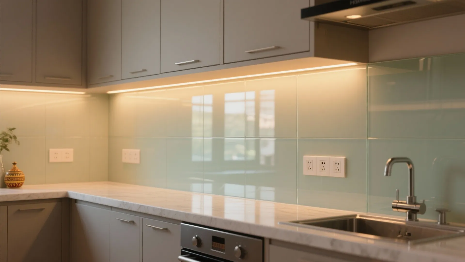 Glass Backsplash for Light and Easy Cleaning