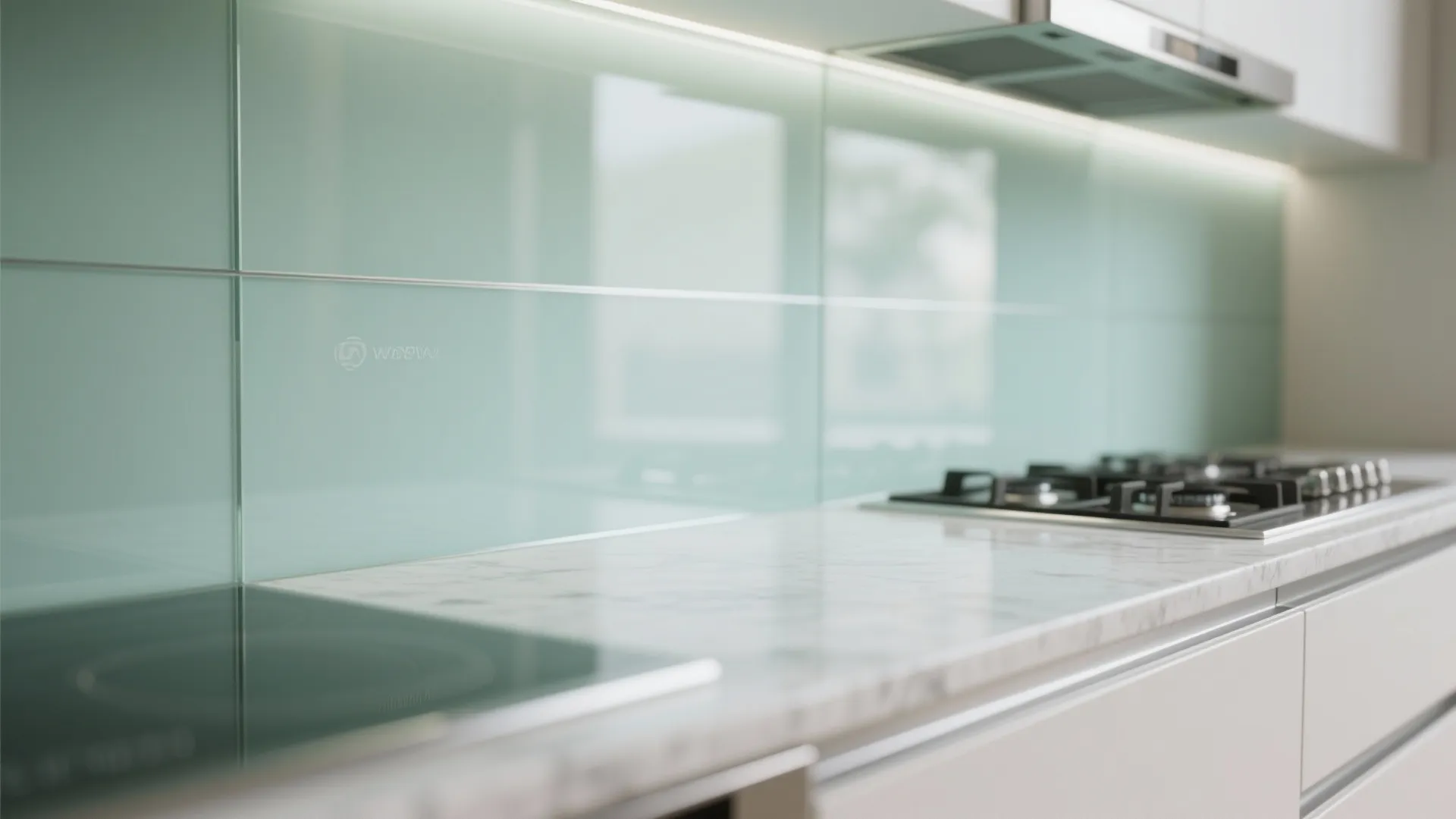 The clarity and bounce of a glass backsplash