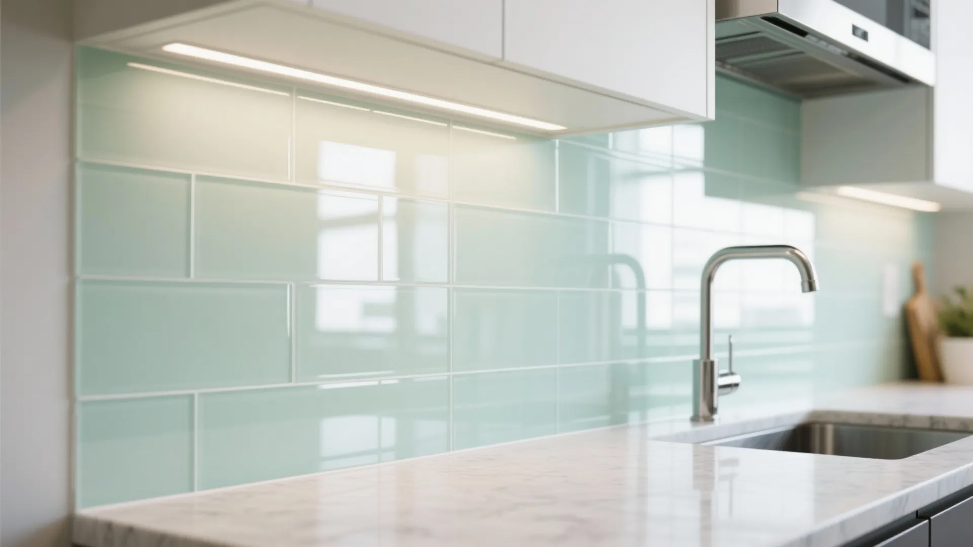 Glass Backsplash for Light and Depth