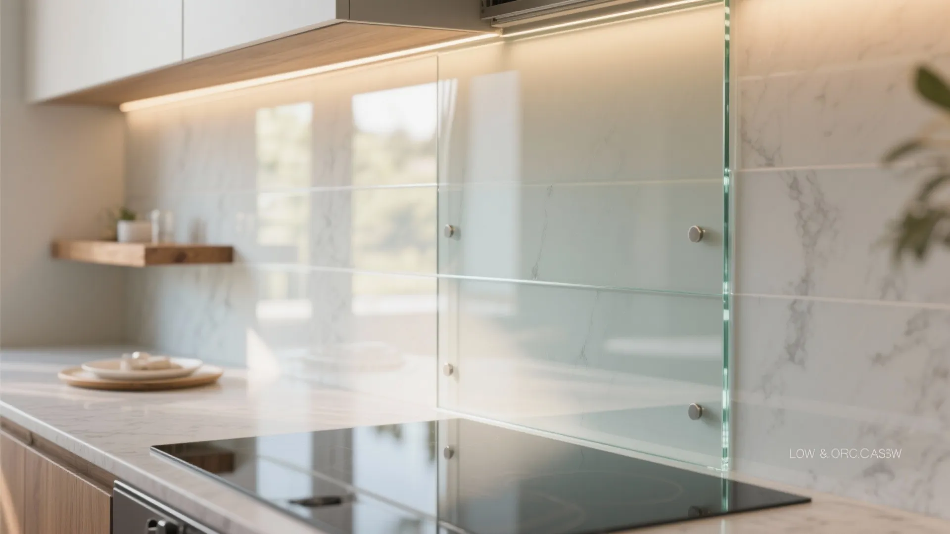 Glass Backsplash and Light Play for a Brighter Dining Experience