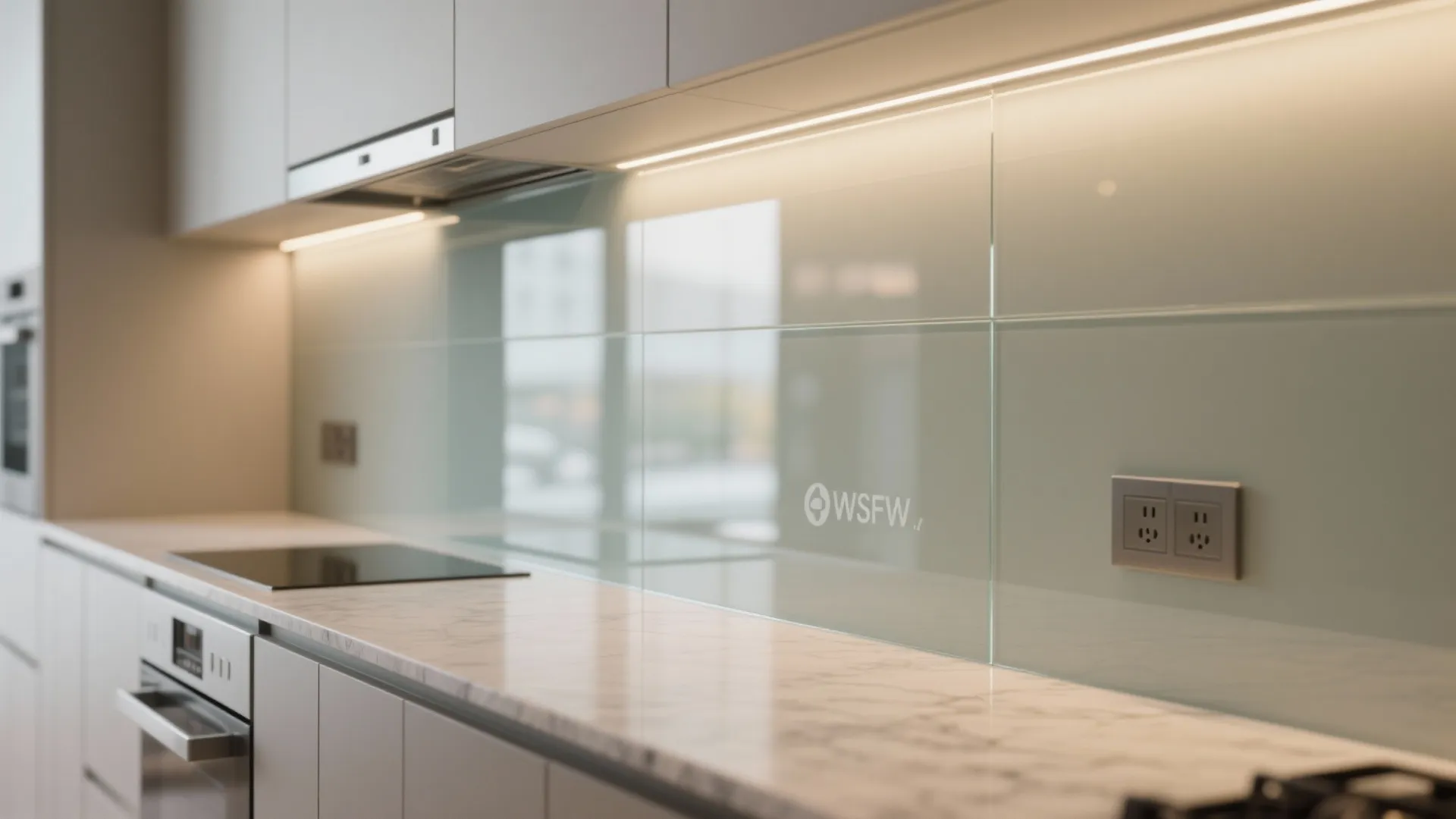 Glass backsplash for a brighter kitchen