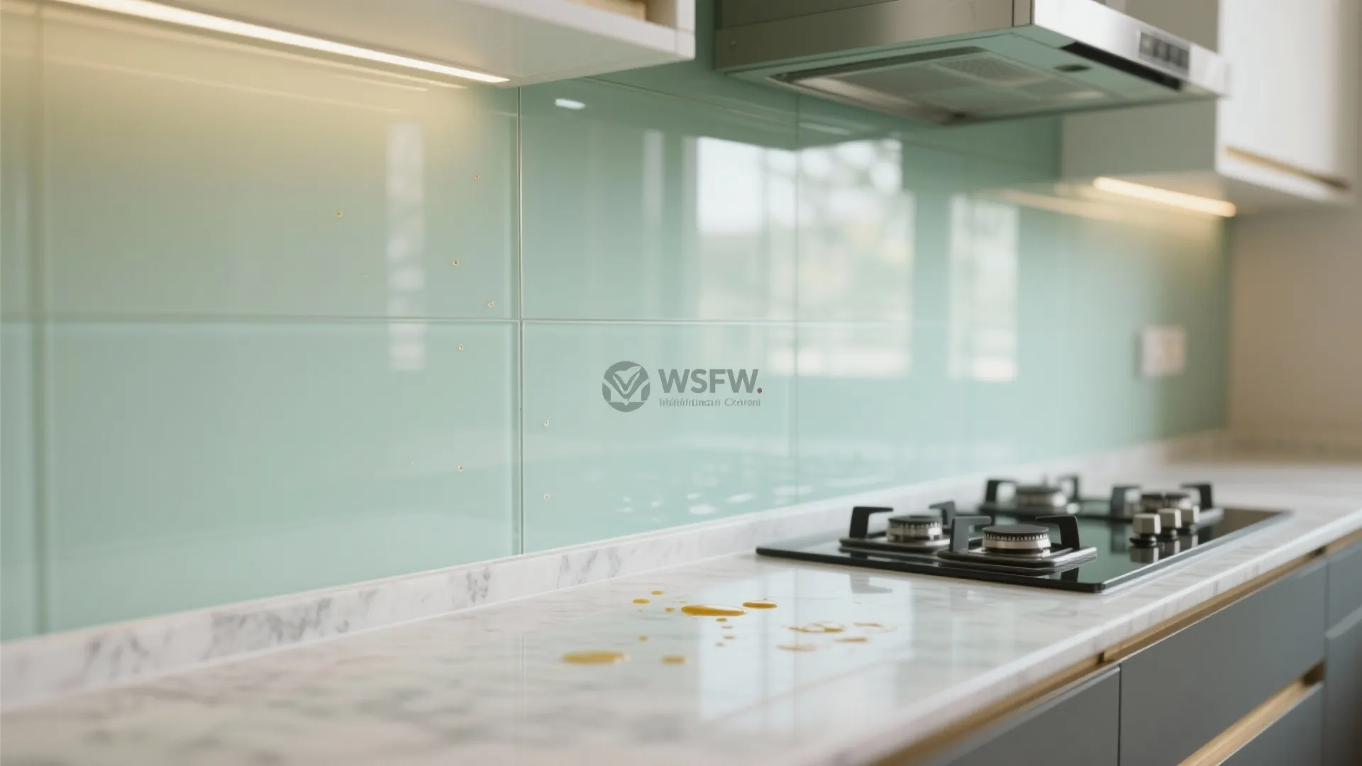 Glass backsplash for airy brightness