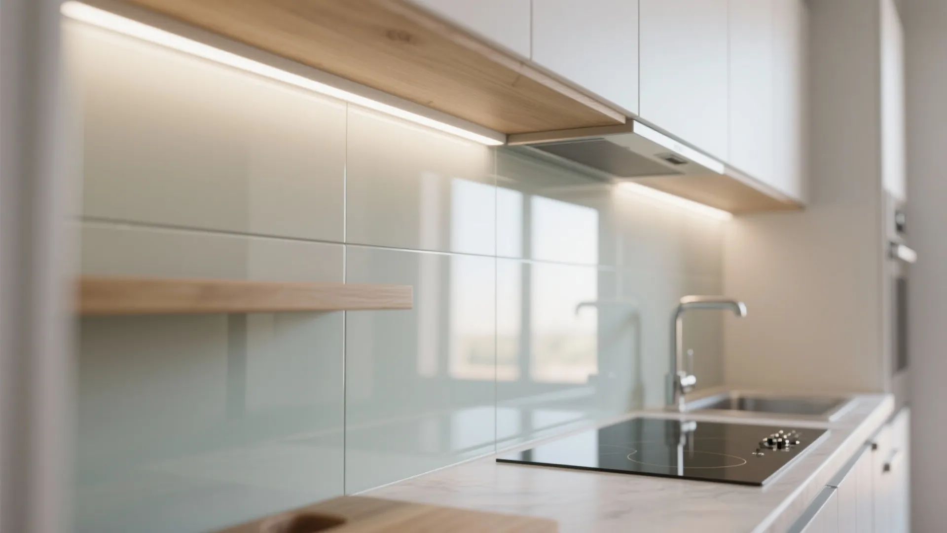 Glass Backsplash for Light and Easy Cleanup