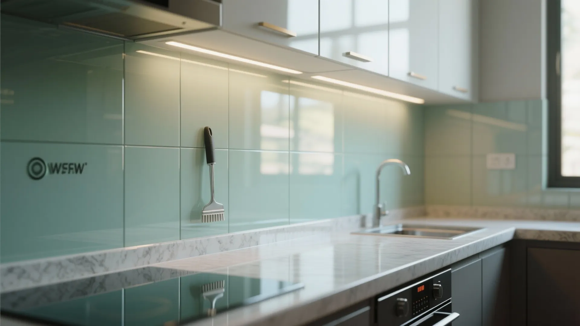 Glass Backsplash for Lightness