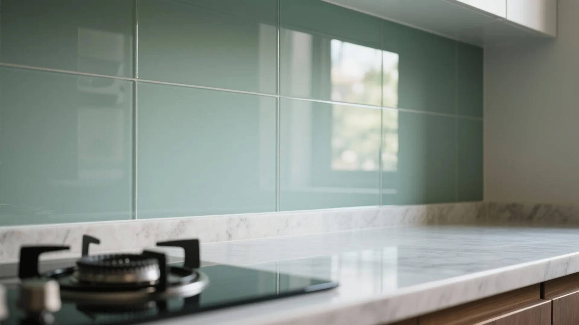 Glass Backsplash for Bright, Easy-Clean Cooking
