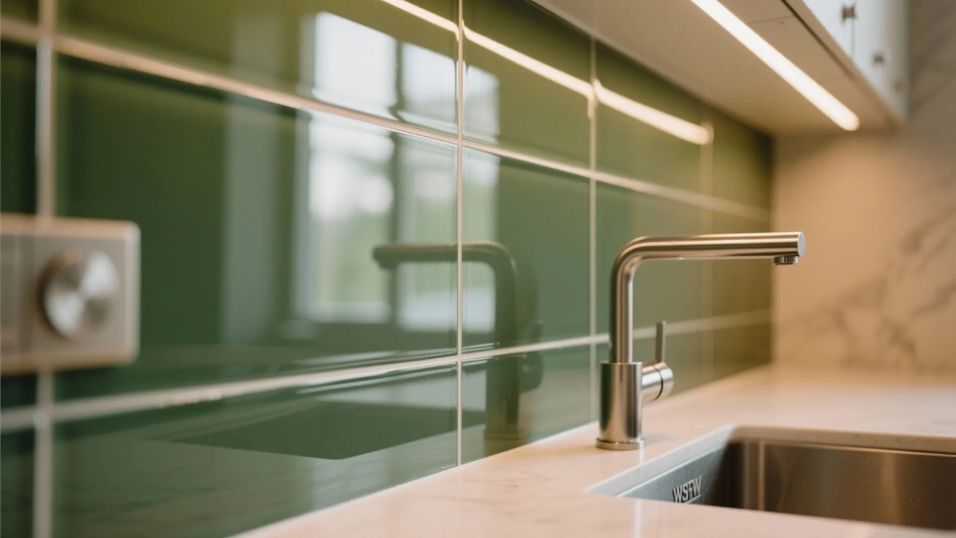 Glass Backsplash for Airy Reflections