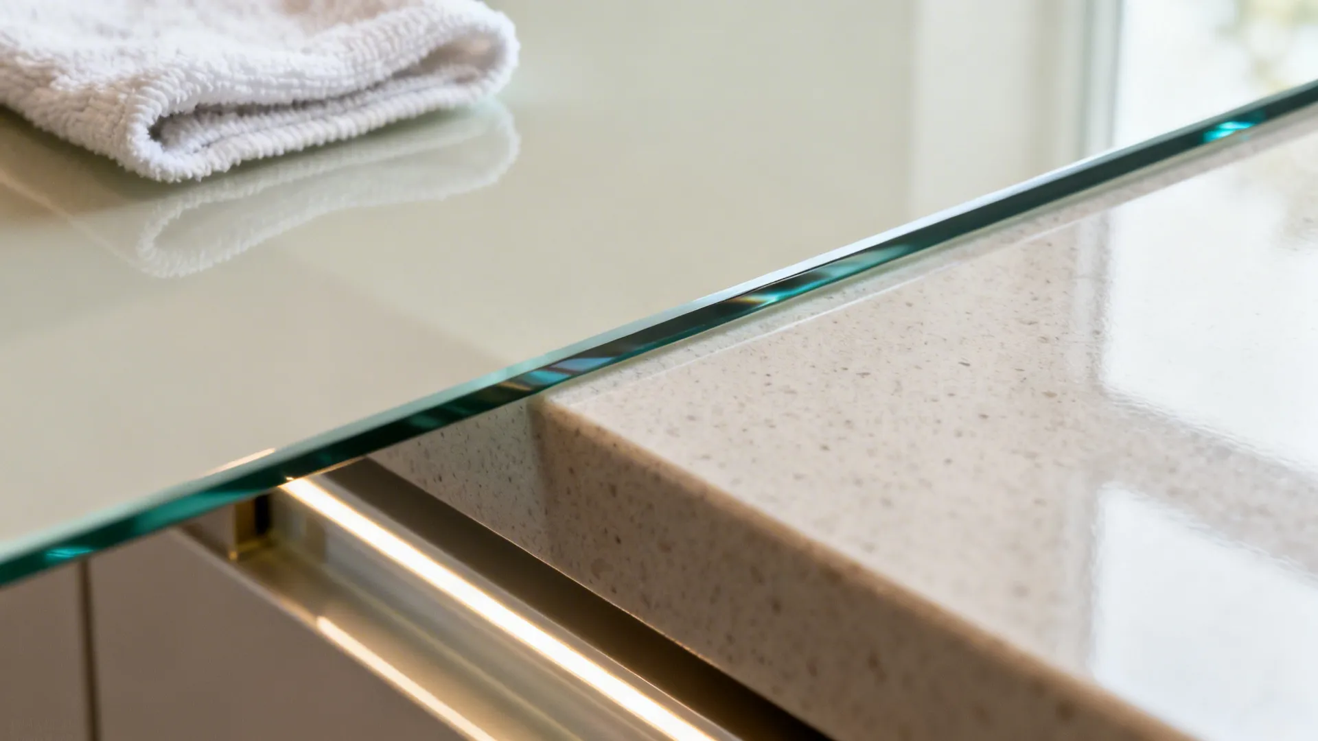 Glass backsplash for light and cleanability