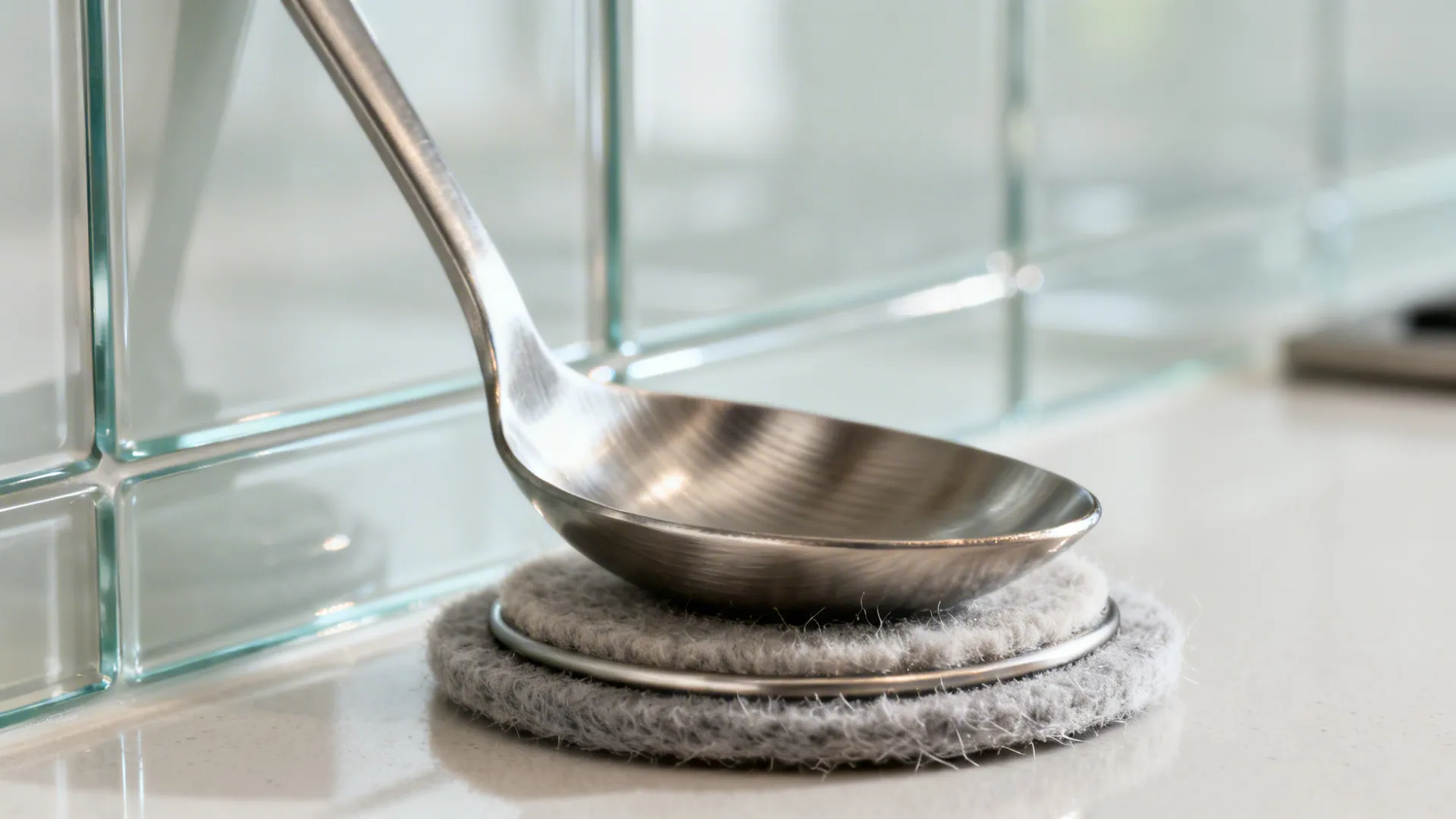 Glass Backsplash Glow with Sculptural Spoon Holders