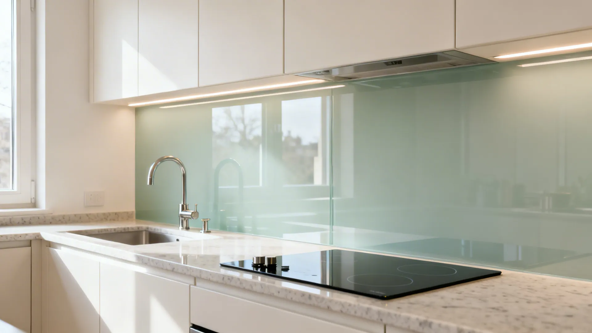 Glass Backsplash for Light and Easy Cleaning