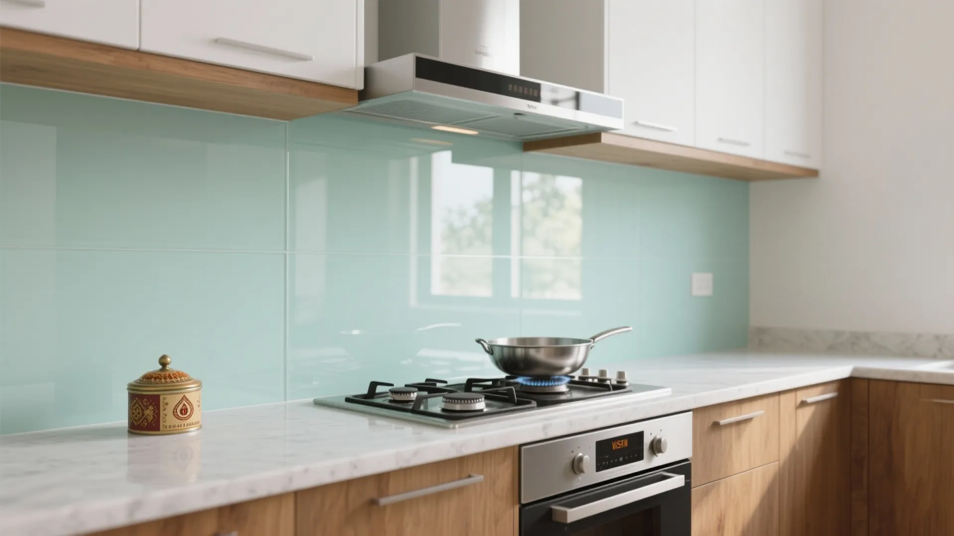 Glass Backsplash for Light and Easy Cleaning