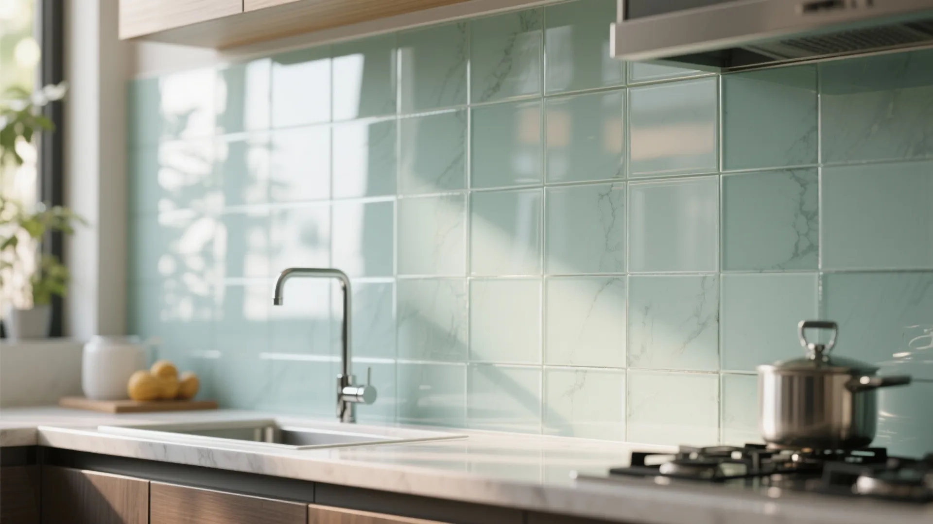 Glass backsplash for openness
