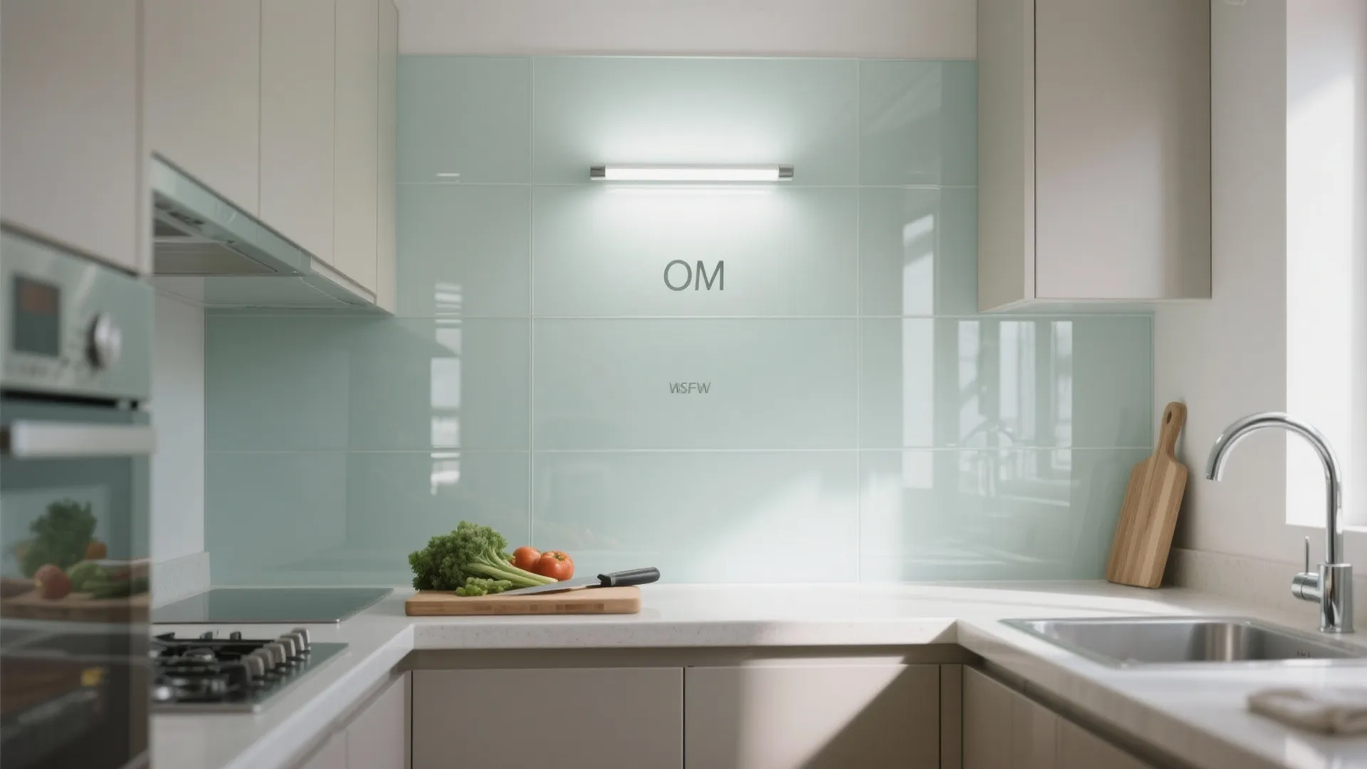 Glass backsplash for brighter, cleaner surfaces