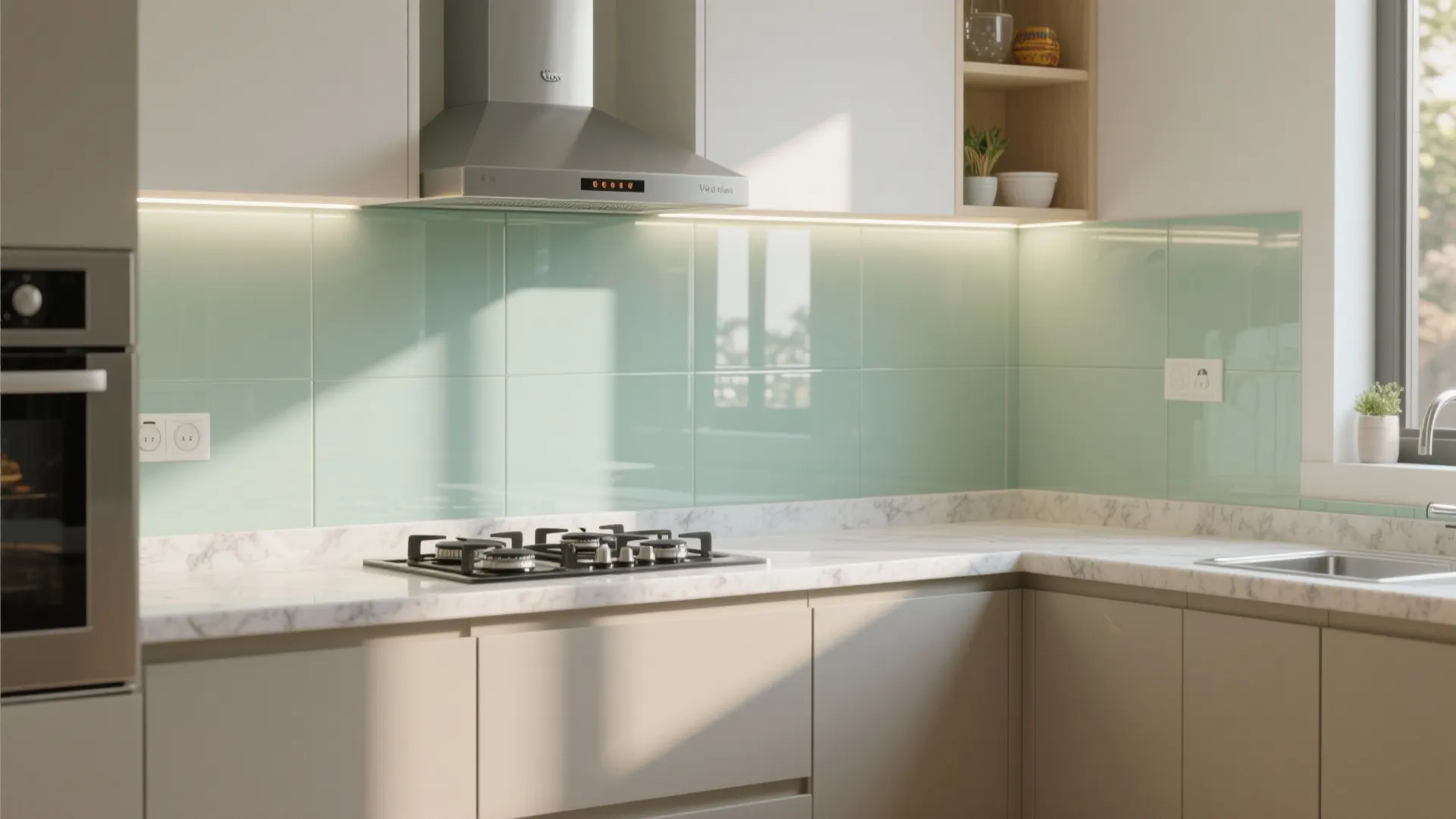 Glass Backsplash for Light and Easy Cleaning