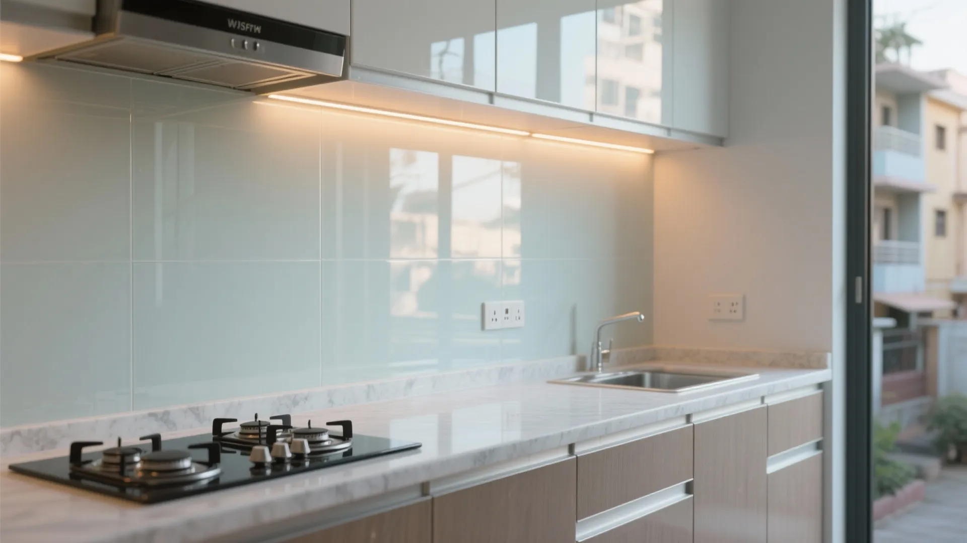 Glass Backsplash for Light and Easy Cleaning