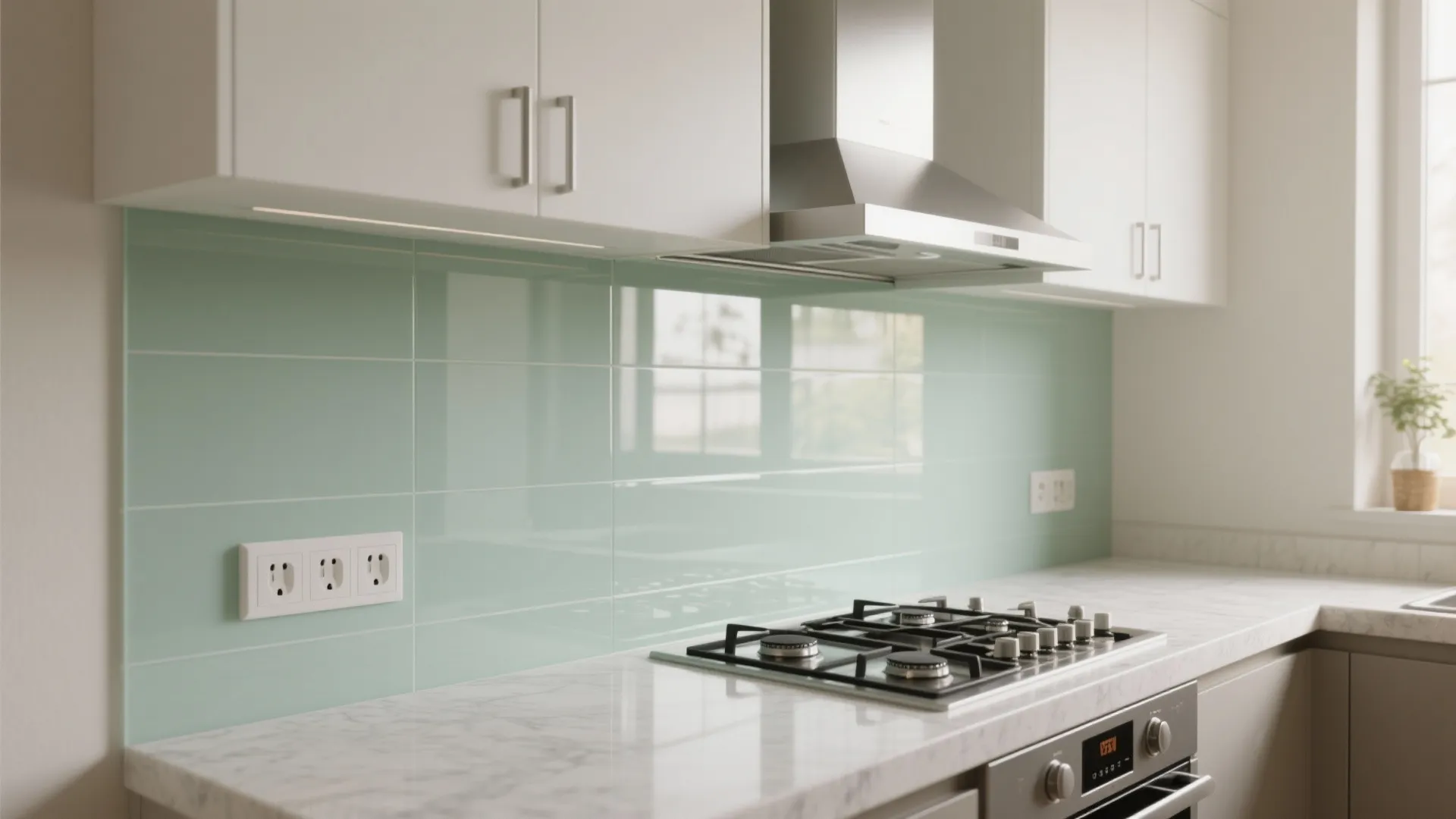 Glass Backsplash to Boost Light and Cleanability