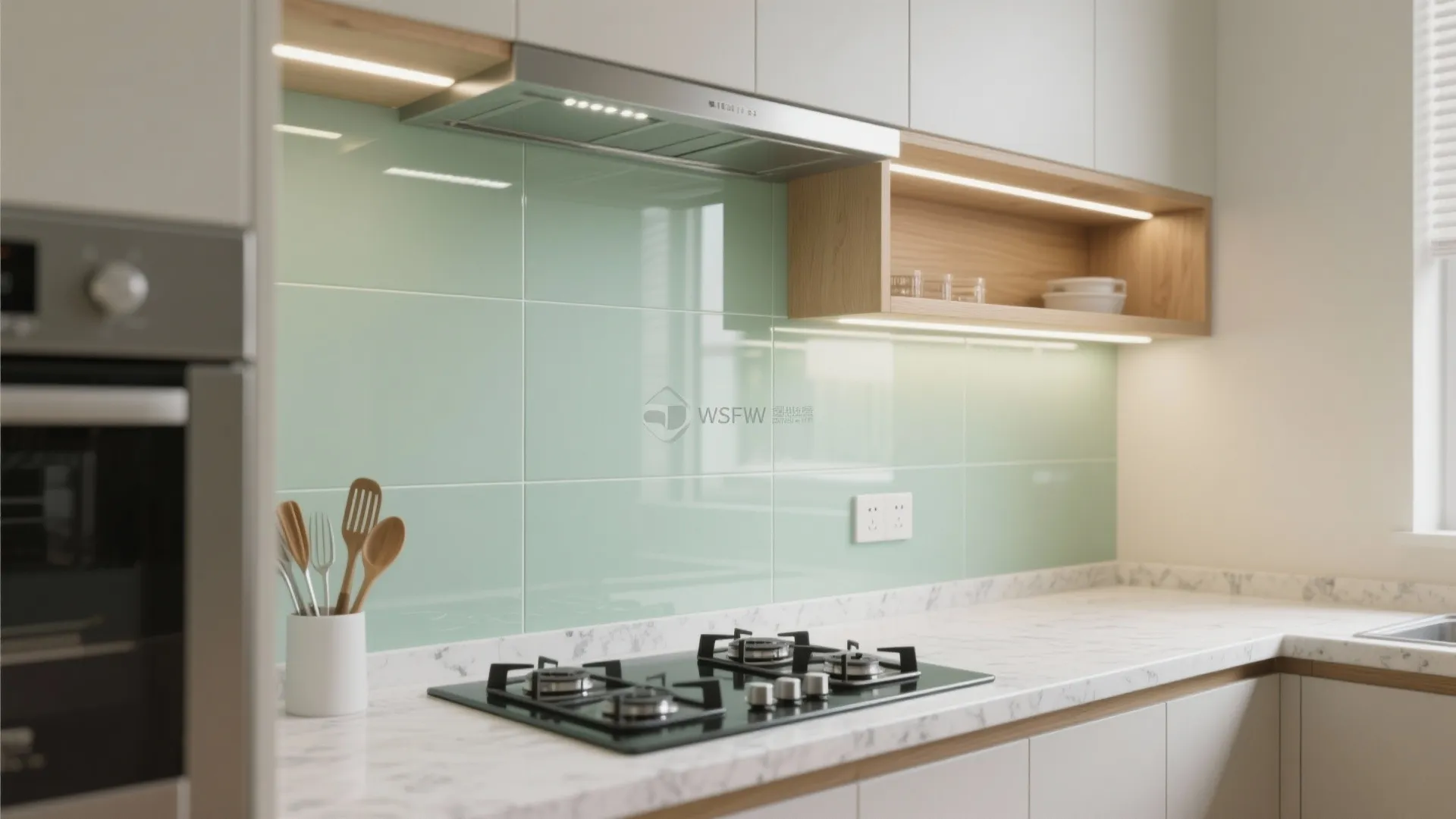 Glass Backsplash for Light and Easy Cleaning