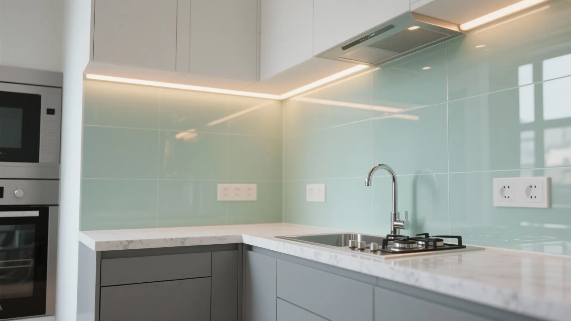Light-Boosting Glass Backsplash