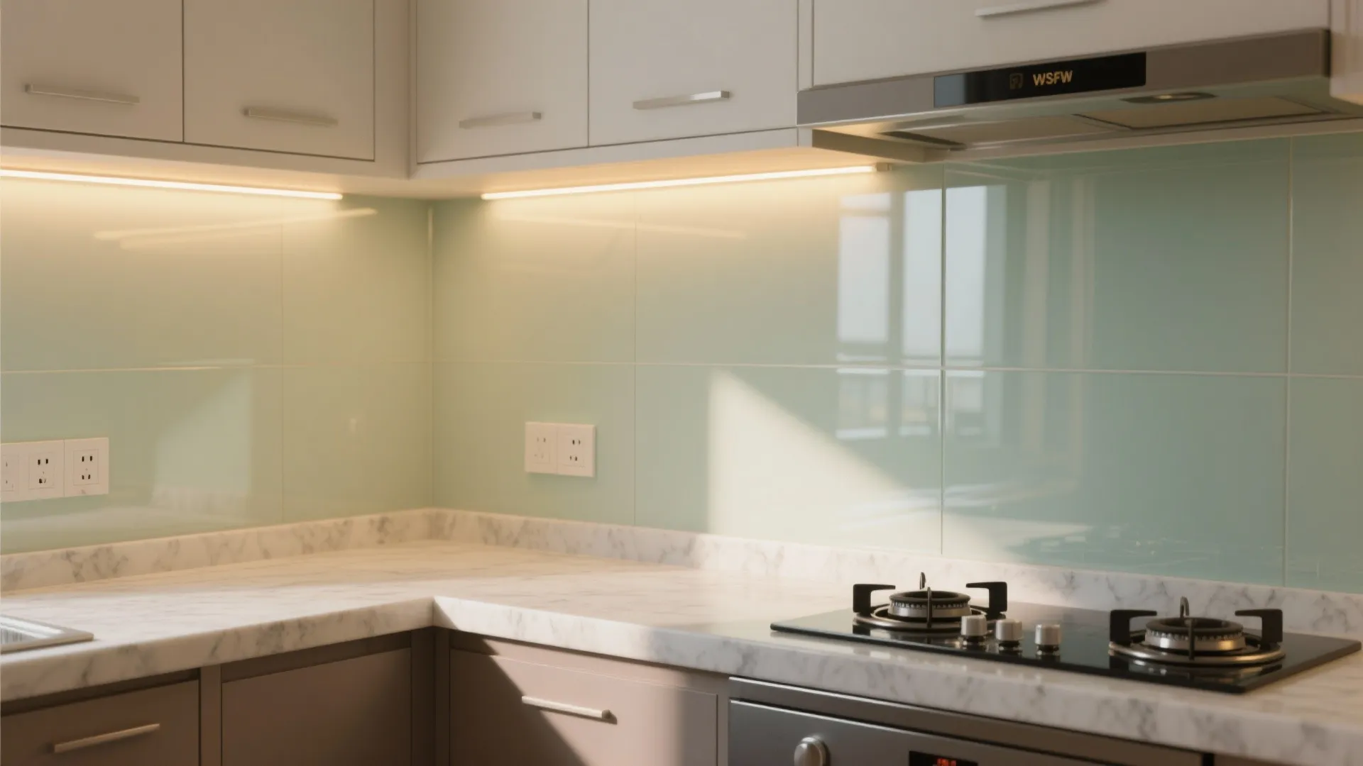 Glass Backsplash for Light and Easy Cleaning