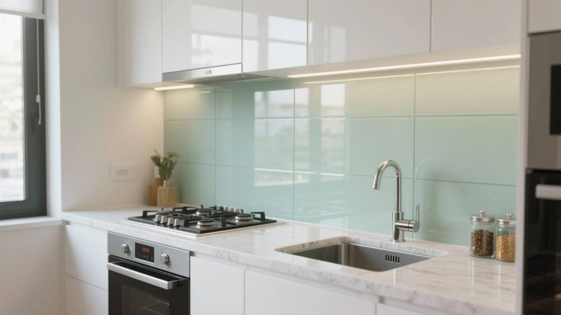 Transparent Backsplashes for Light and Hygiene