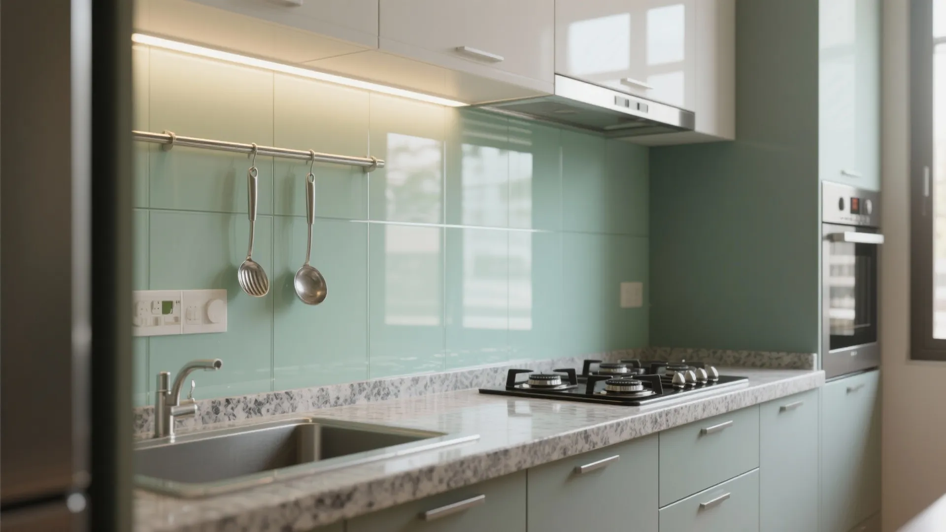 Glass Backsplash for Light and Depth