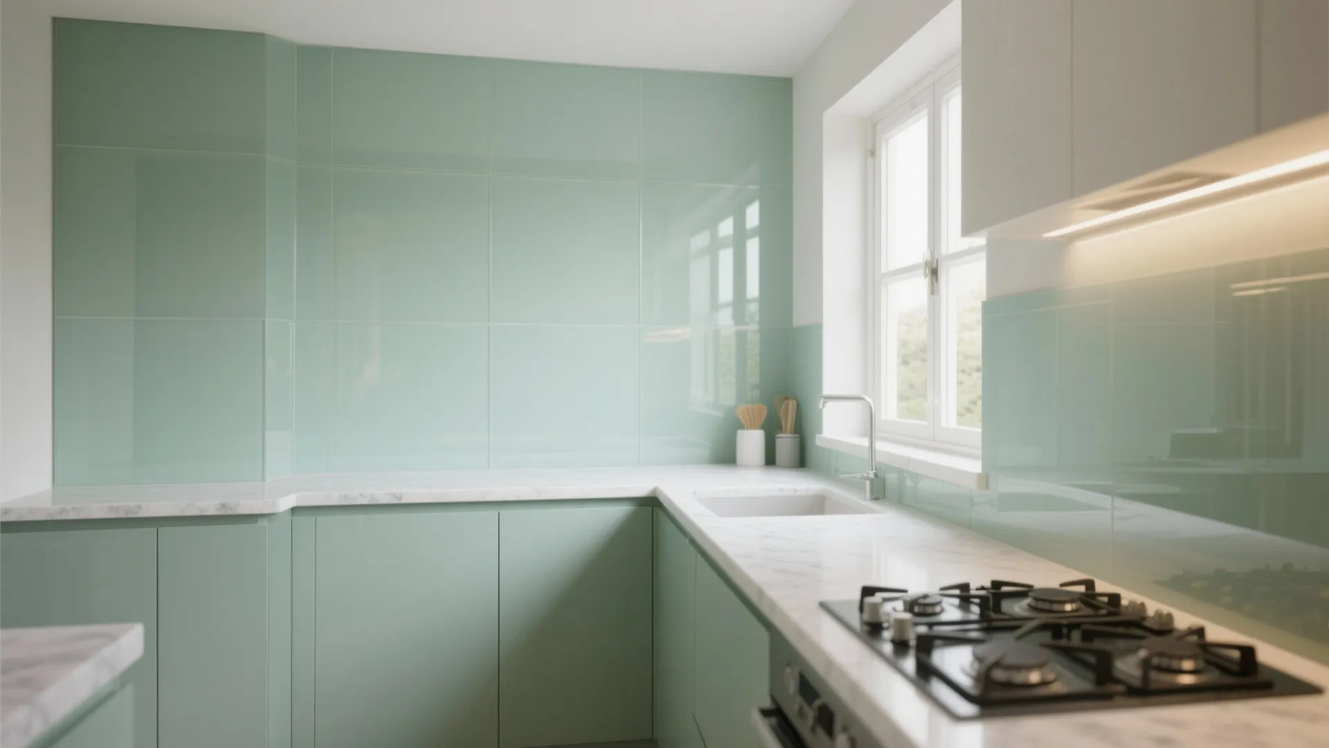 Glass Backsplash for Airy Brightness