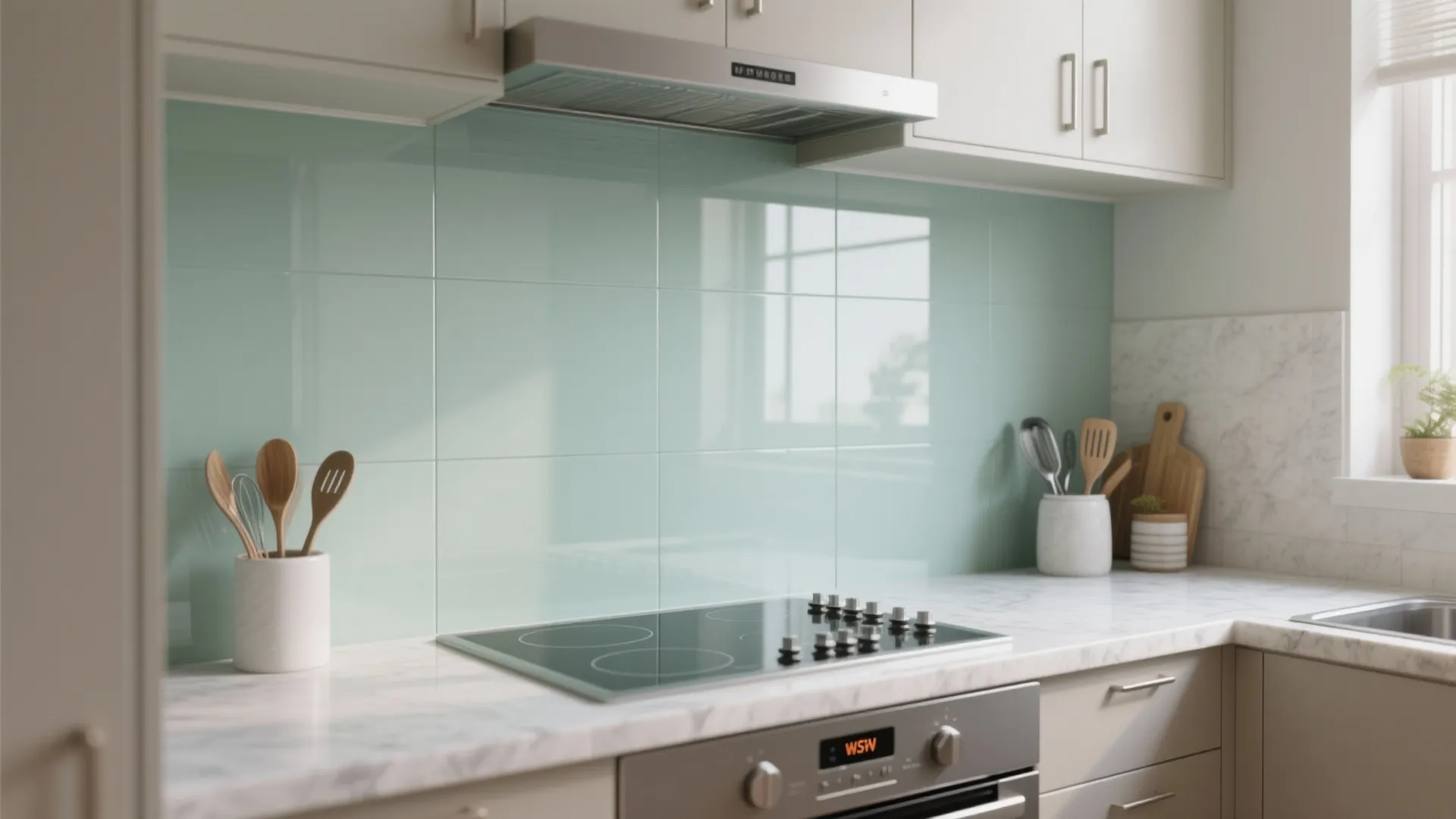 Glass Backsplash for Light and Depth