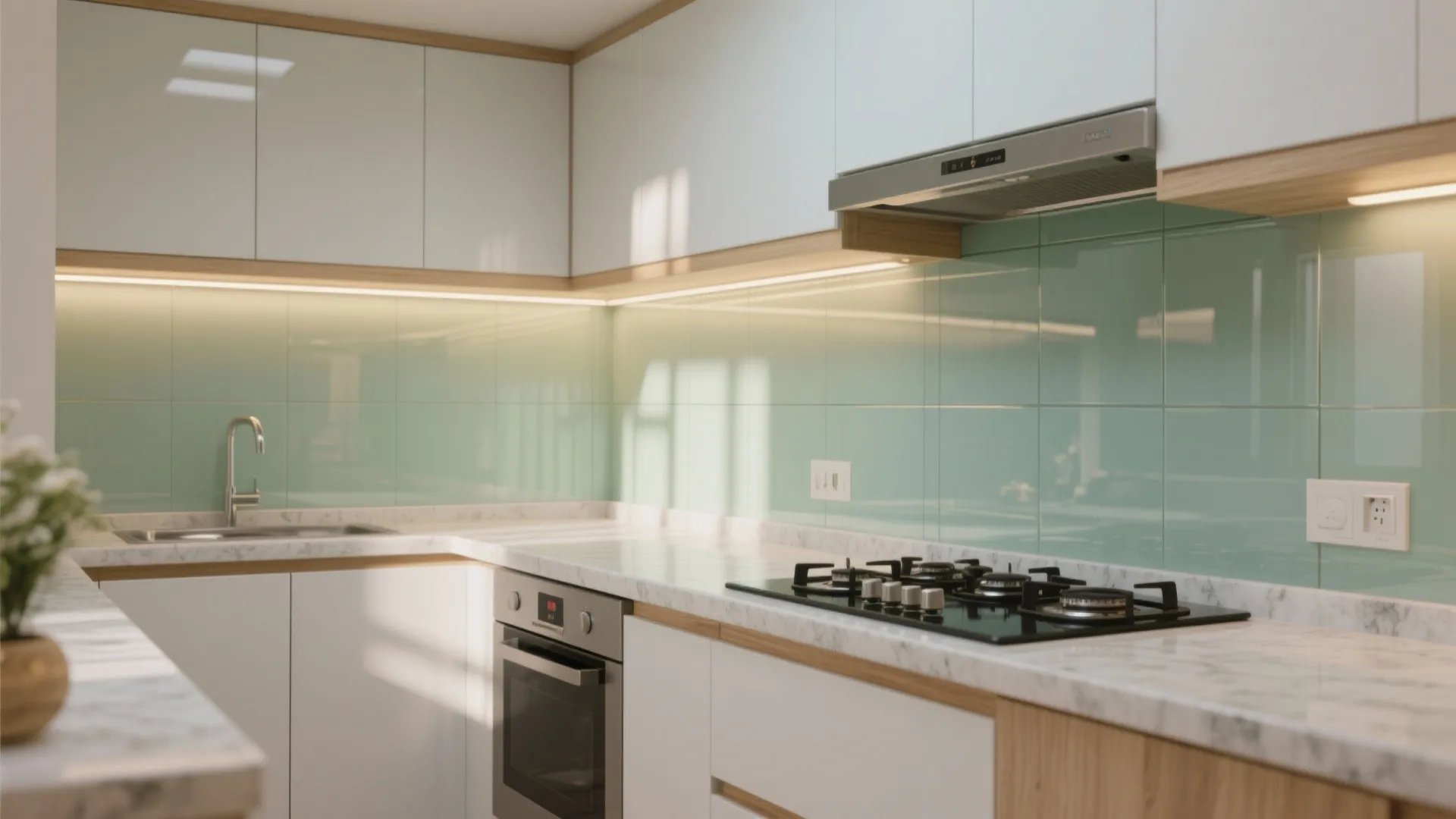 Glass Backsplash For Light And Easy Cleaning