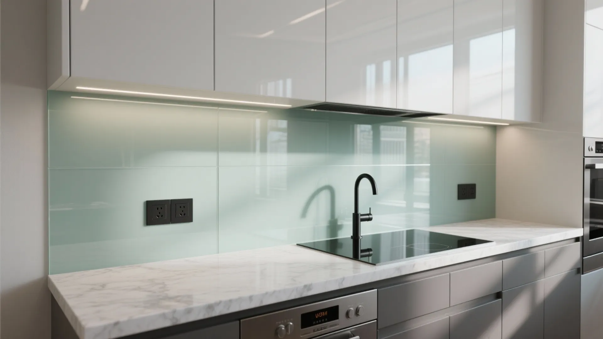 Glass Backsplash for Light and Depth