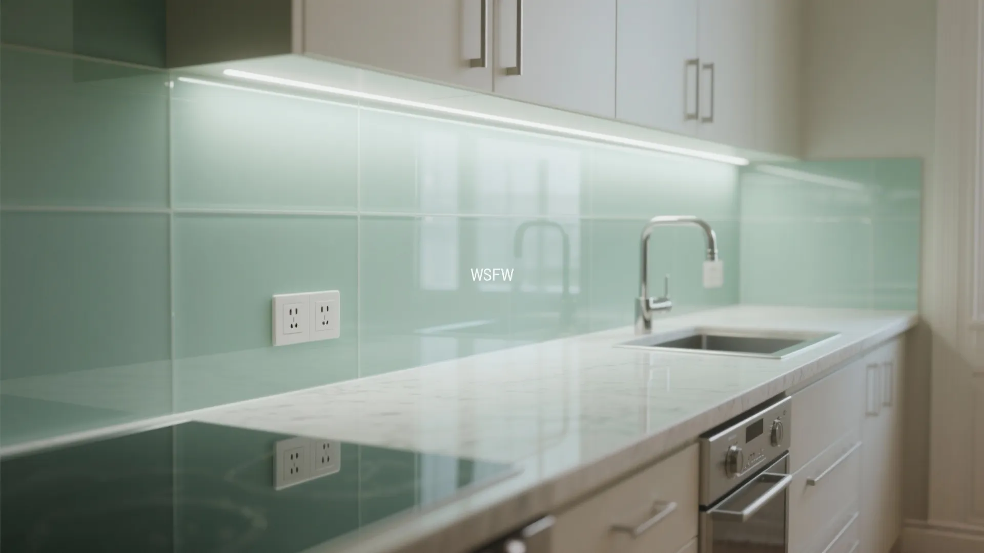 3) Glass backsplash with color or pattern