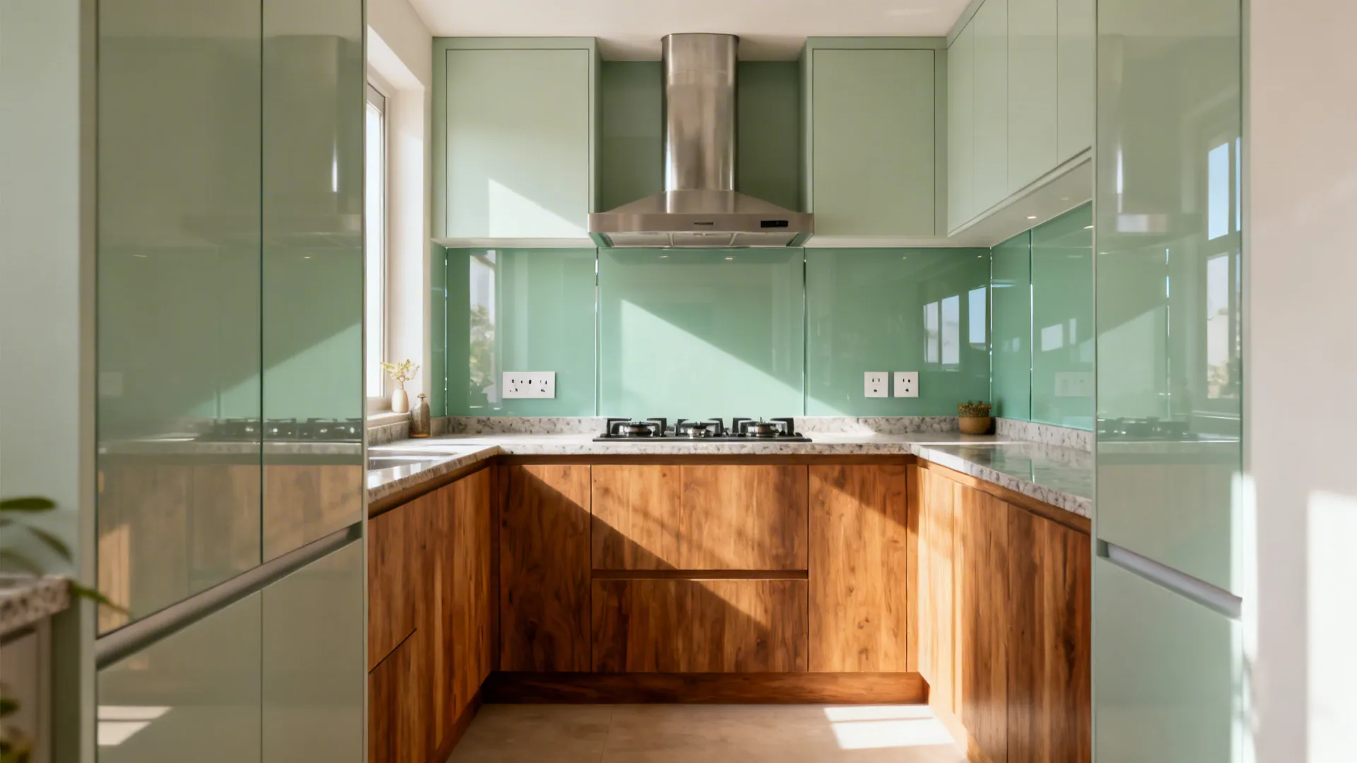 Glass Backsplash for Easy Cleaning and Light