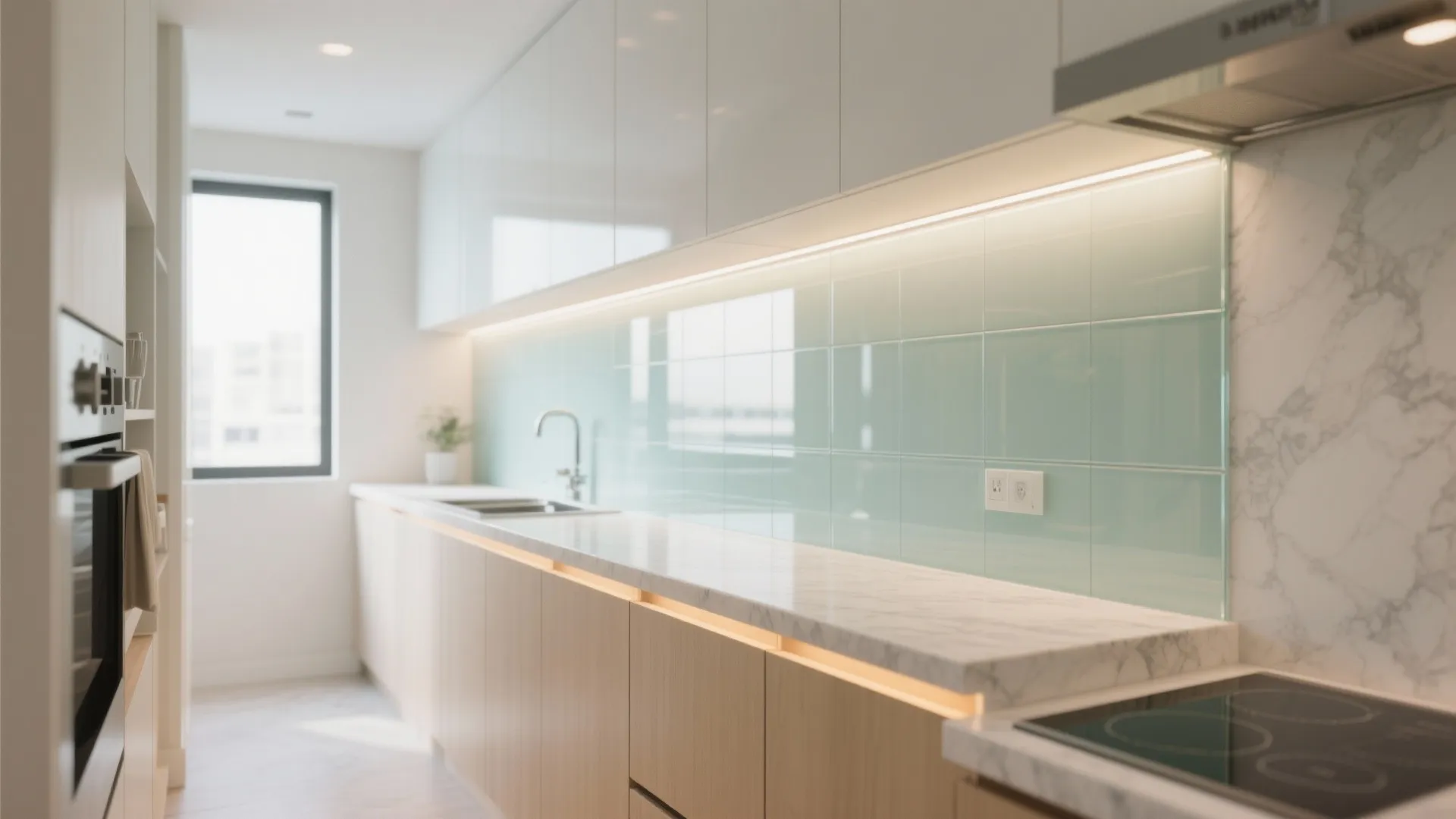 Glass Backsplash for Airy Brightness