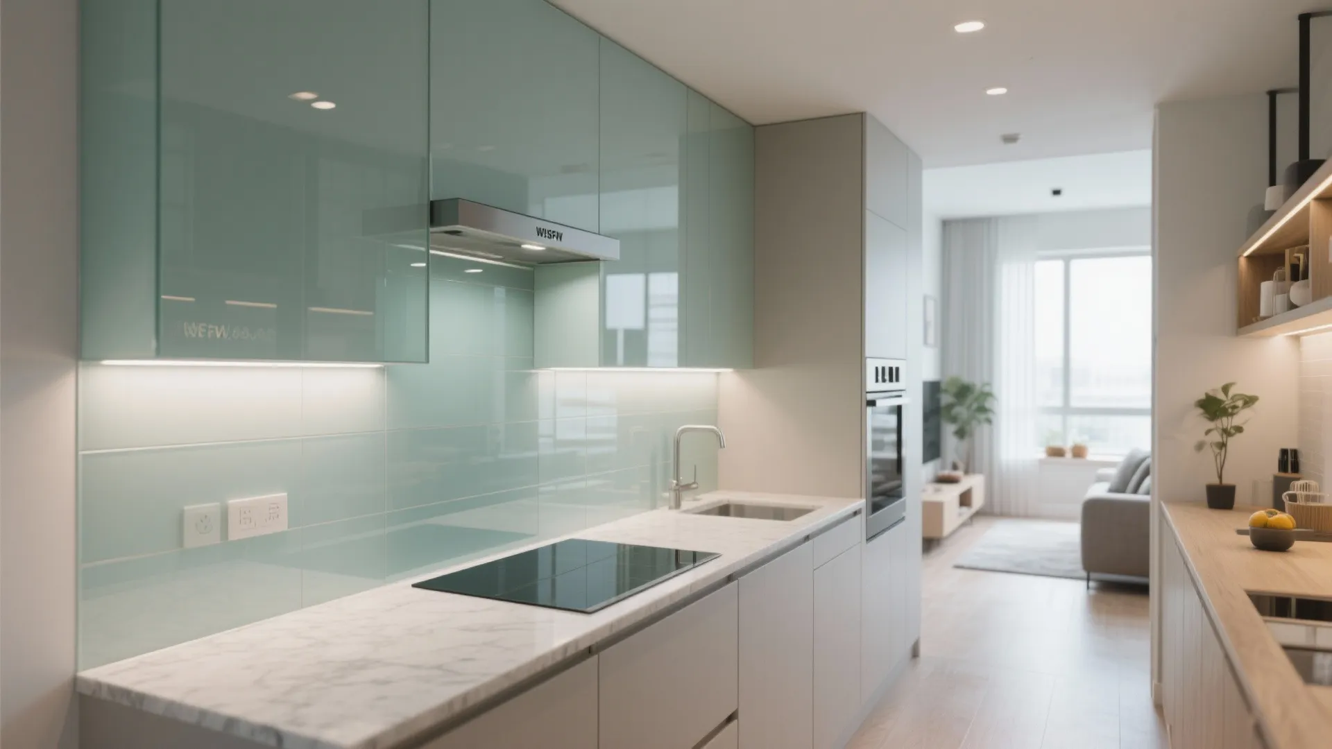 Glass Backsplash and Clear Sightlines