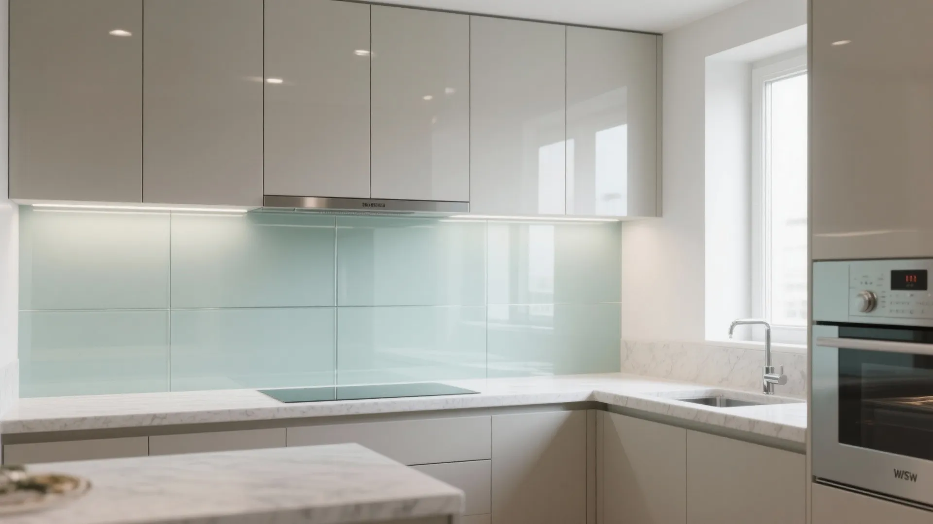 Glass Backsplash For Light And Depth