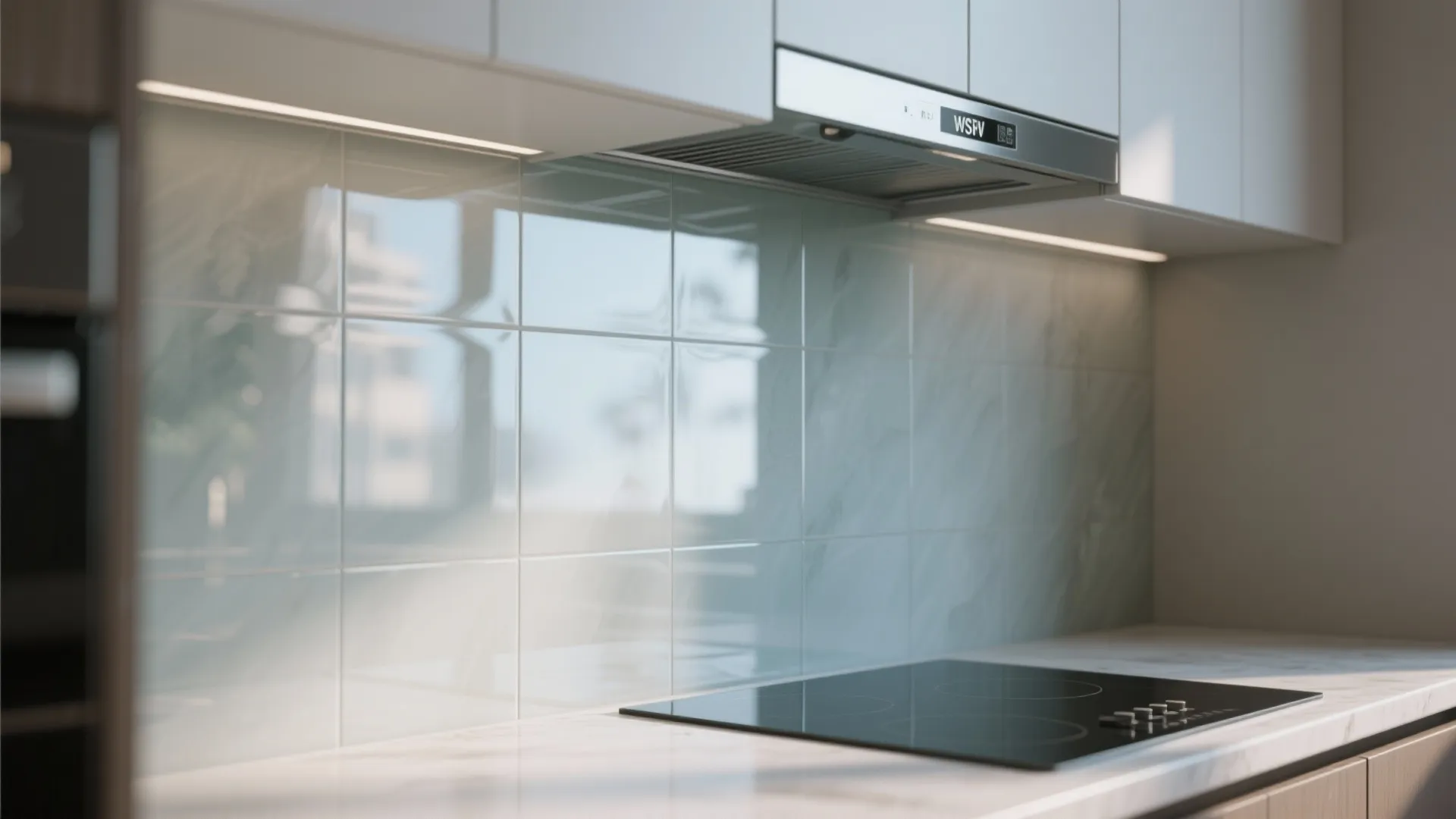 Glass Backsplash for an Open Feel