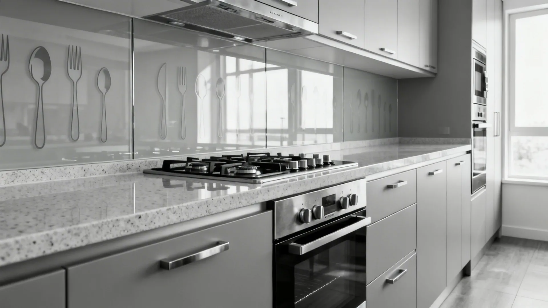 Tile or Glass Backsplash with Spoon & Fork Motifs