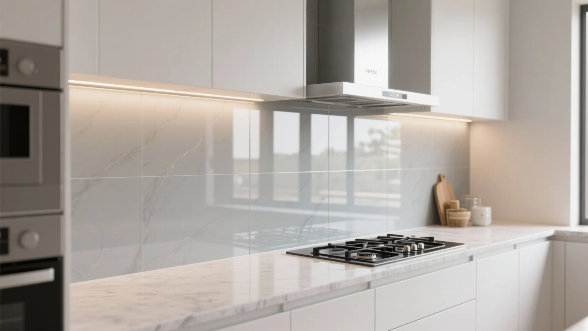 Glass Backsplash for a Brighter, Airier Look