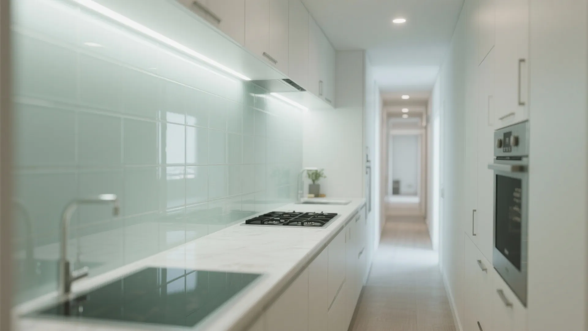 Glass backsplash for brighter sightlines
