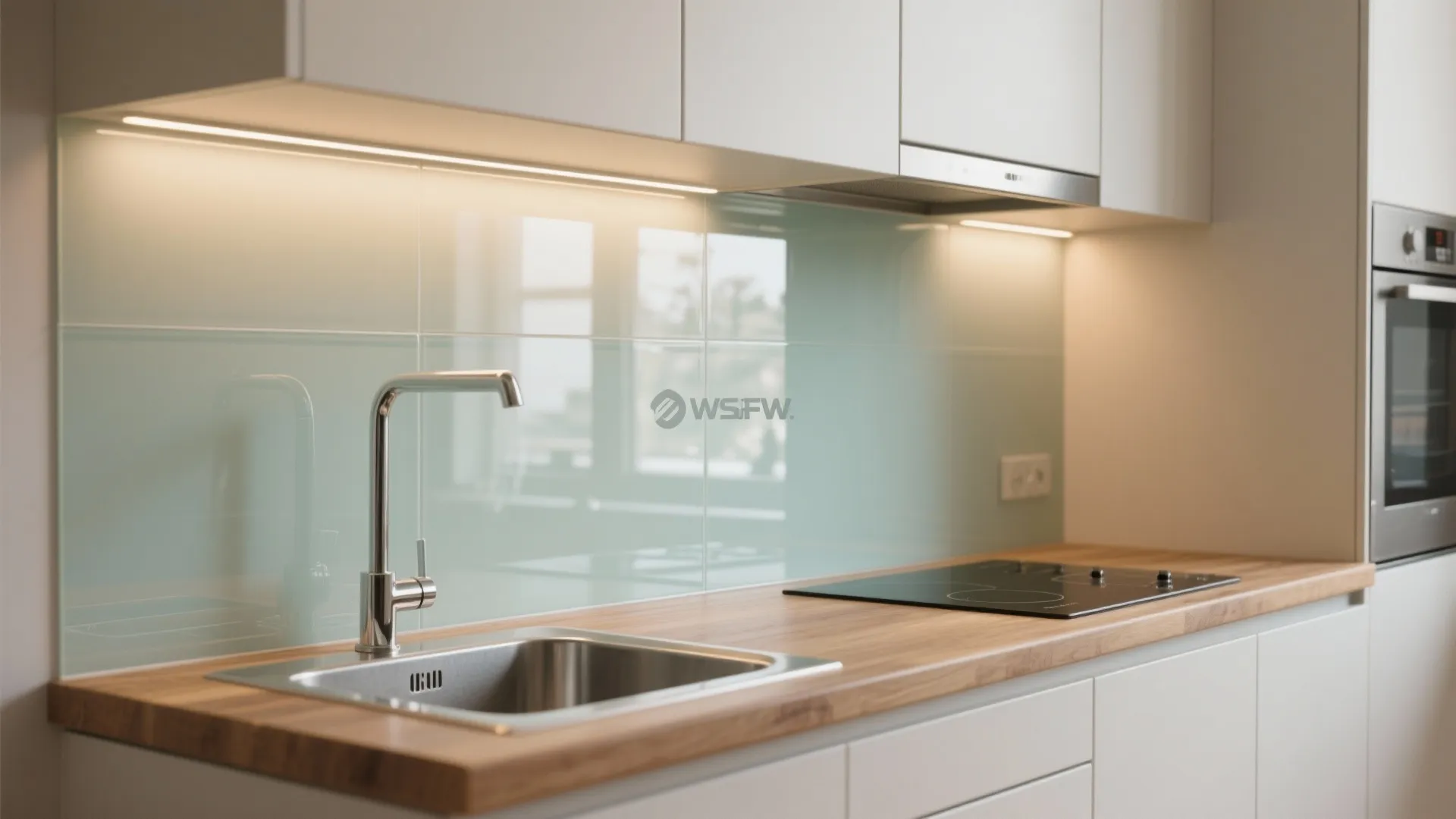 Glass backsplash for a brighter, calmer prep zone