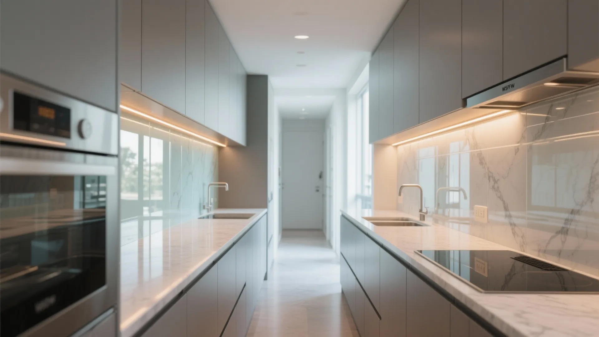 Transparent Glass Backsplash for Light and Depth