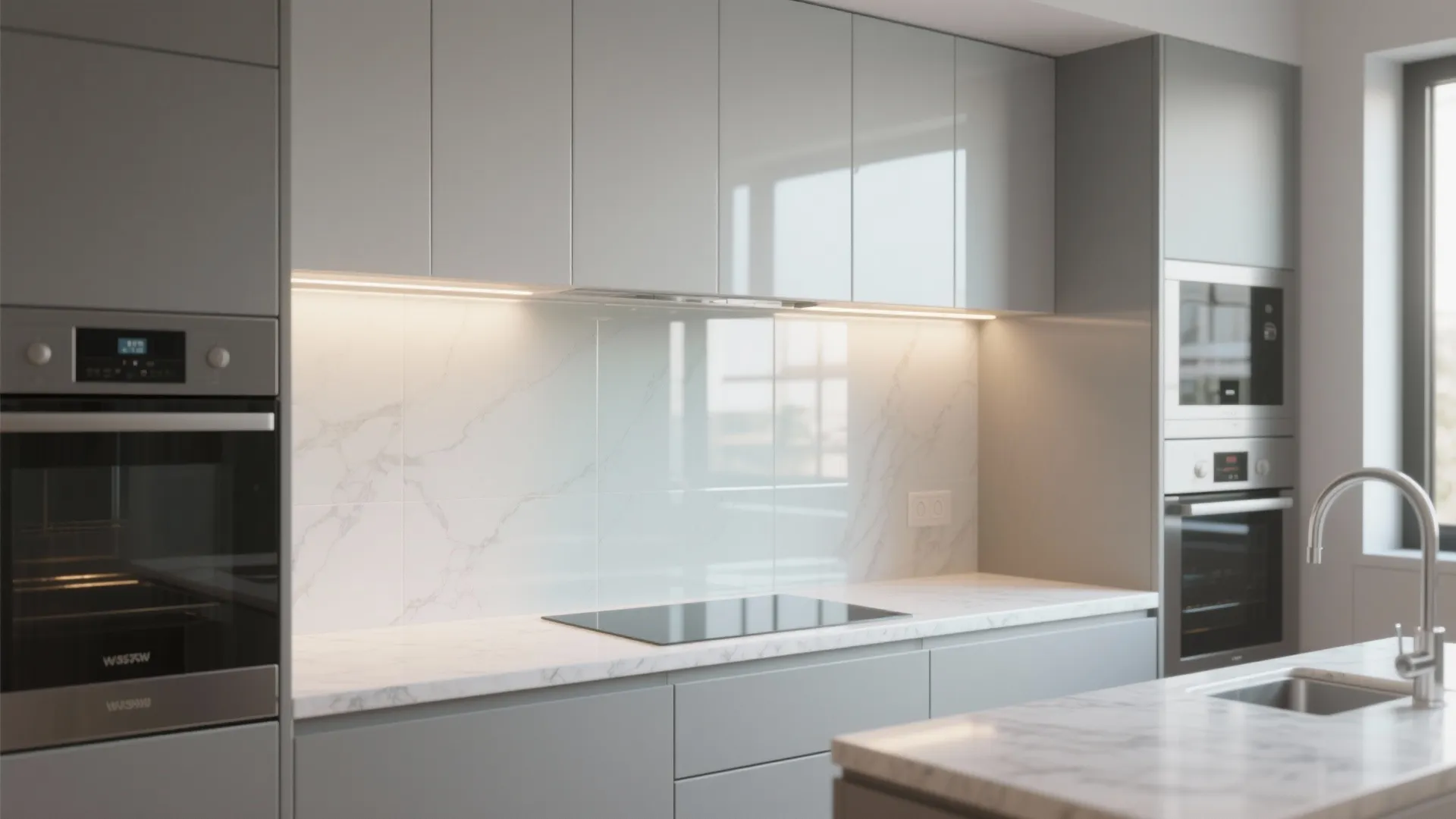 Glass Backsplash for Brighter, Easier Cleaning