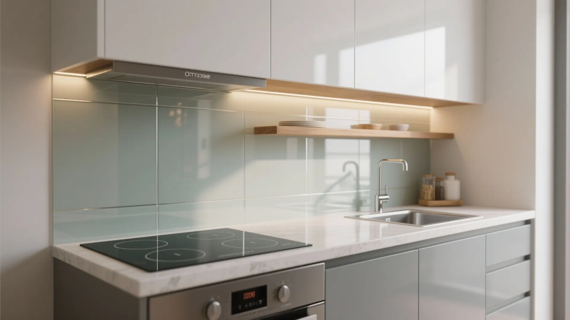 Glass Backsplash for Light and Depth